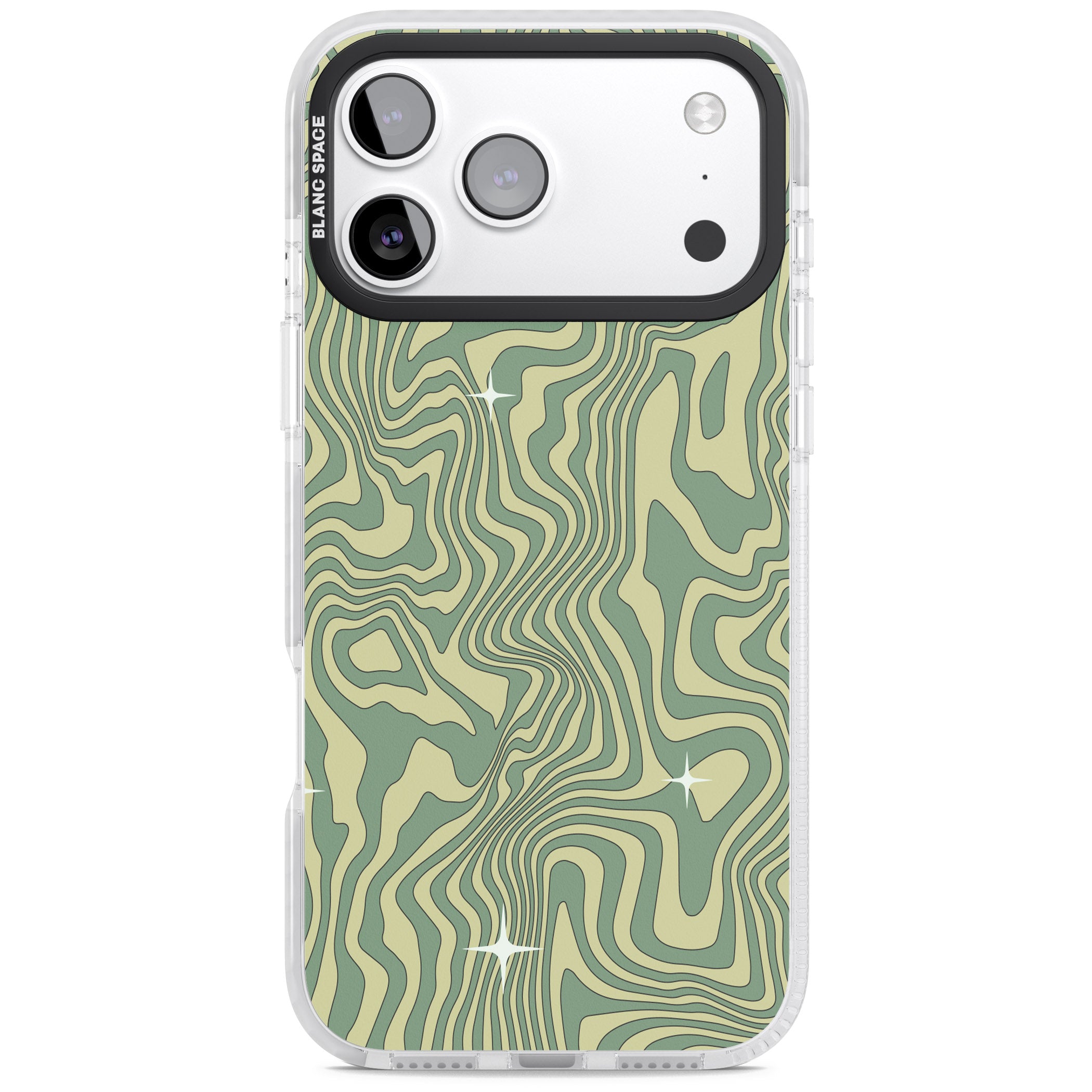 Green Abstract Wave iPhone 17 Pro Max Impact Pro Clear Phone Case
