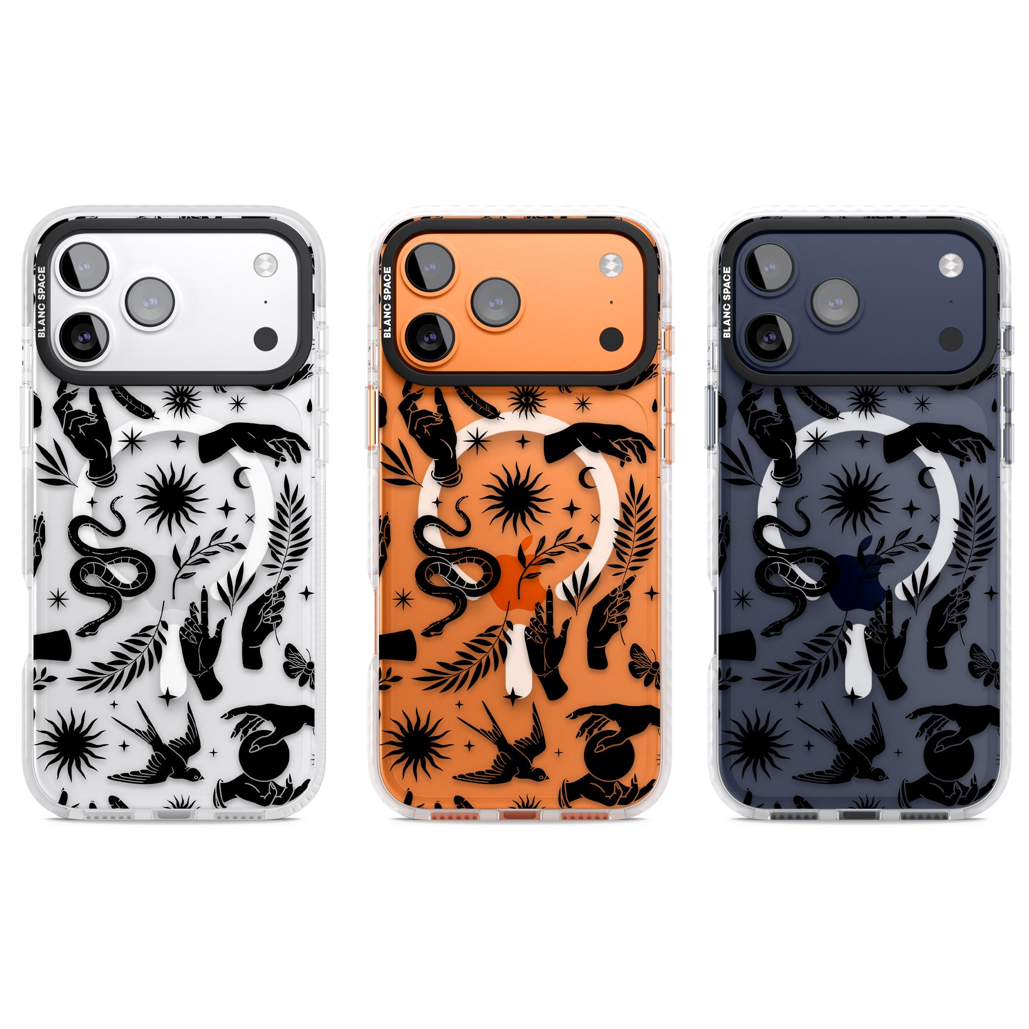 Celestial Pattern (Black) iPhone 17 Pro Impact Pro Clear Phone Case APT Impact Protection