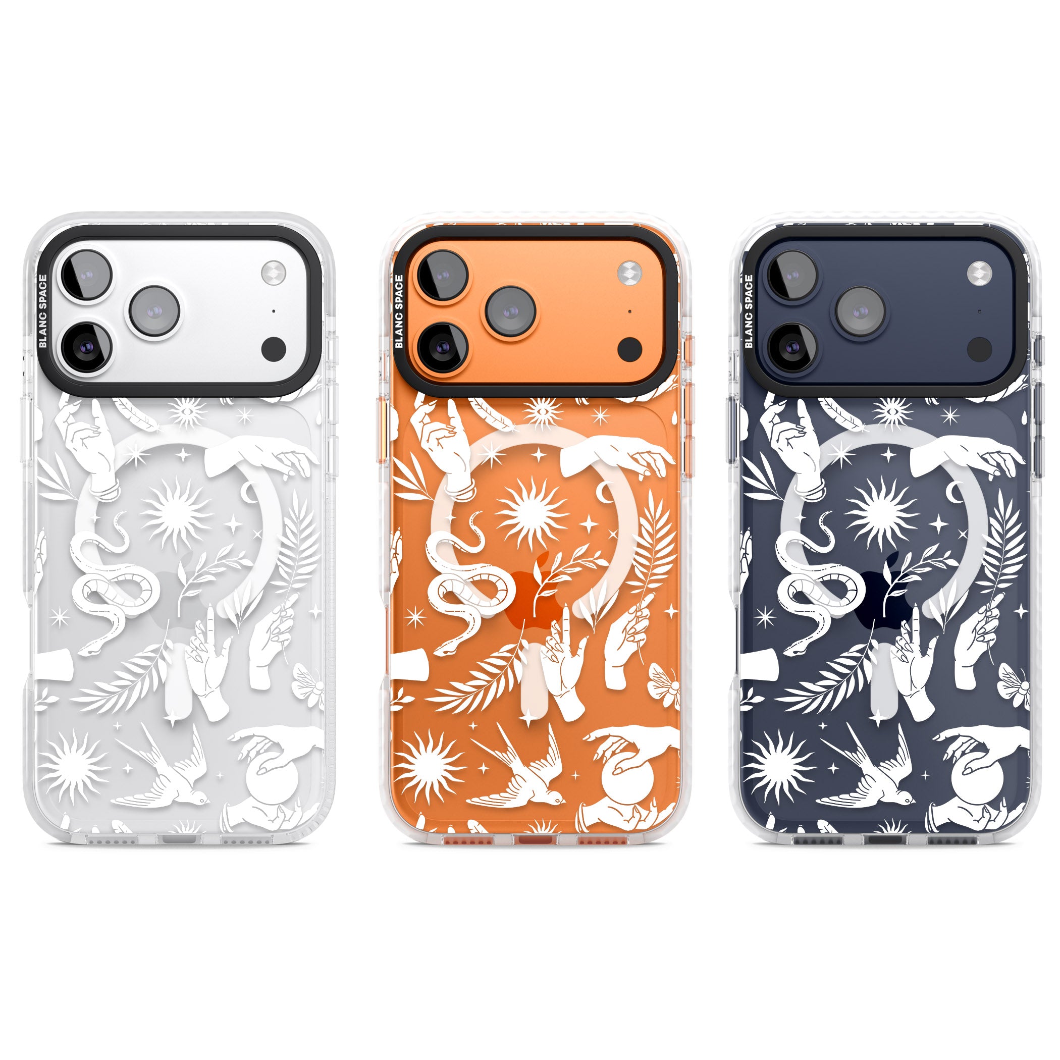 Celestial Pattern (White) iPhone 17 Pro Impact Pro Clear Phone Case APT Impact Protection