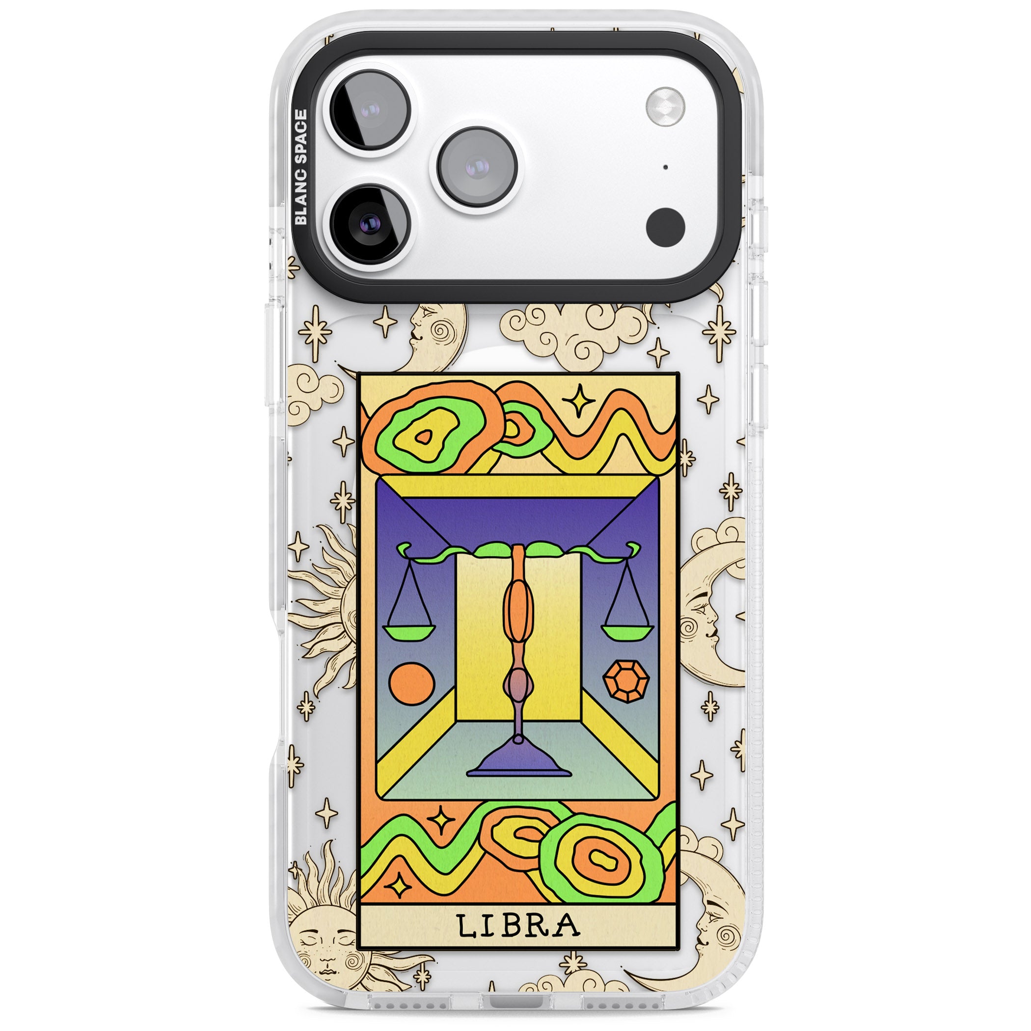 Celestial Zodiac Libra iPhone 17 Pro Impact Pro Clear Phone Case