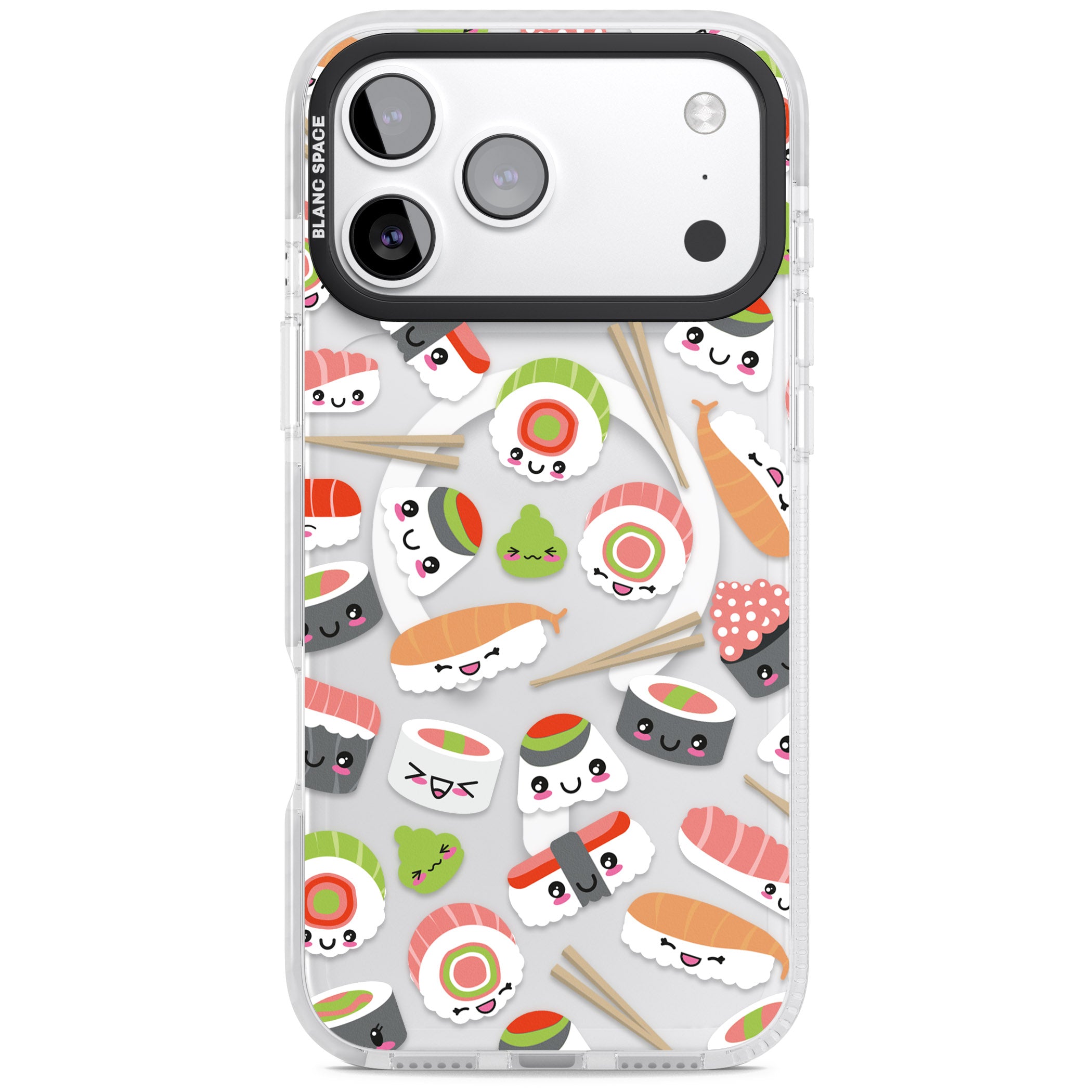 Kawaii Sushi Party iPhone 17 Pro Impact Pro Clear Phone Case