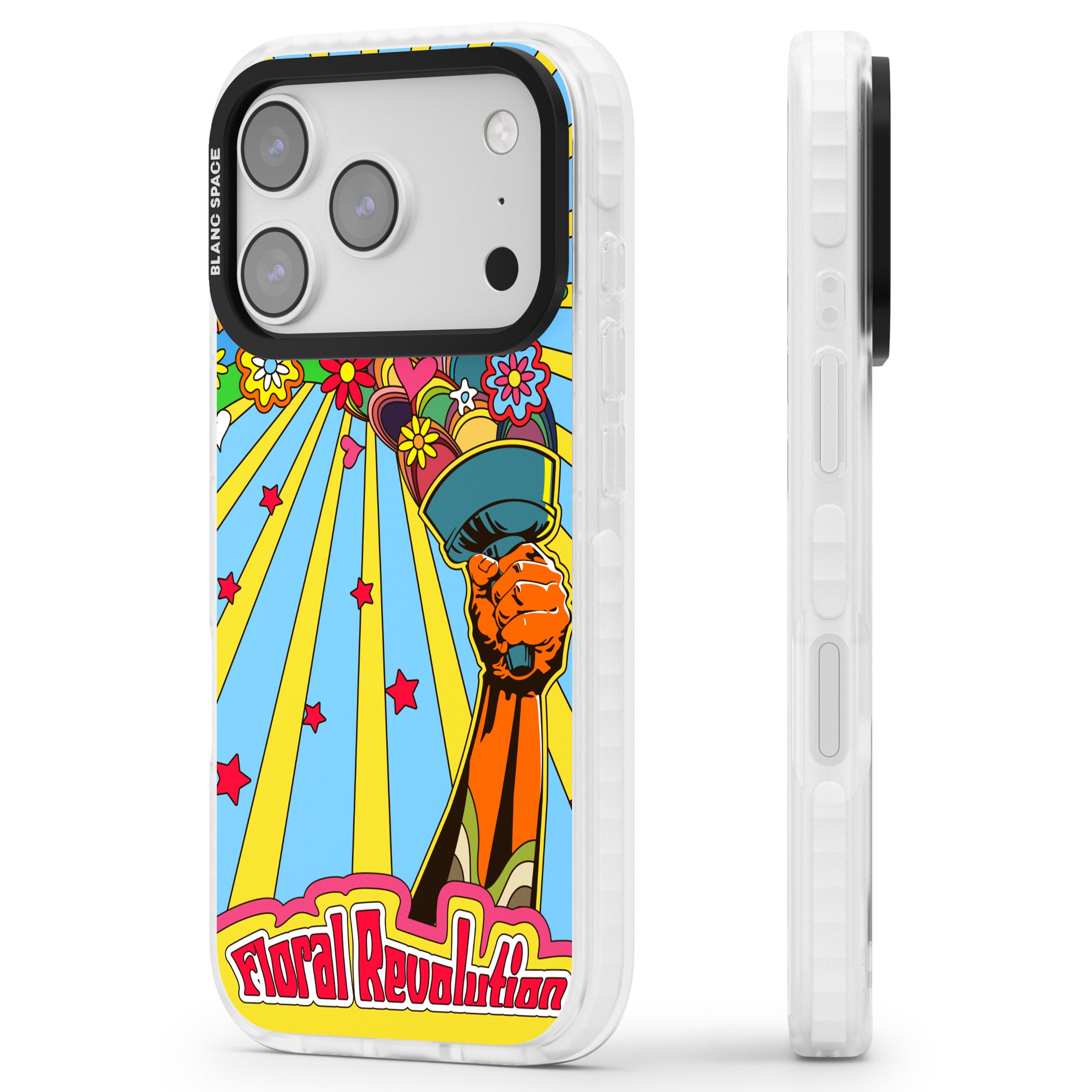 Floral Revolution iPhone 17 Pro Impact Pro Clear Phone Case Side Profile