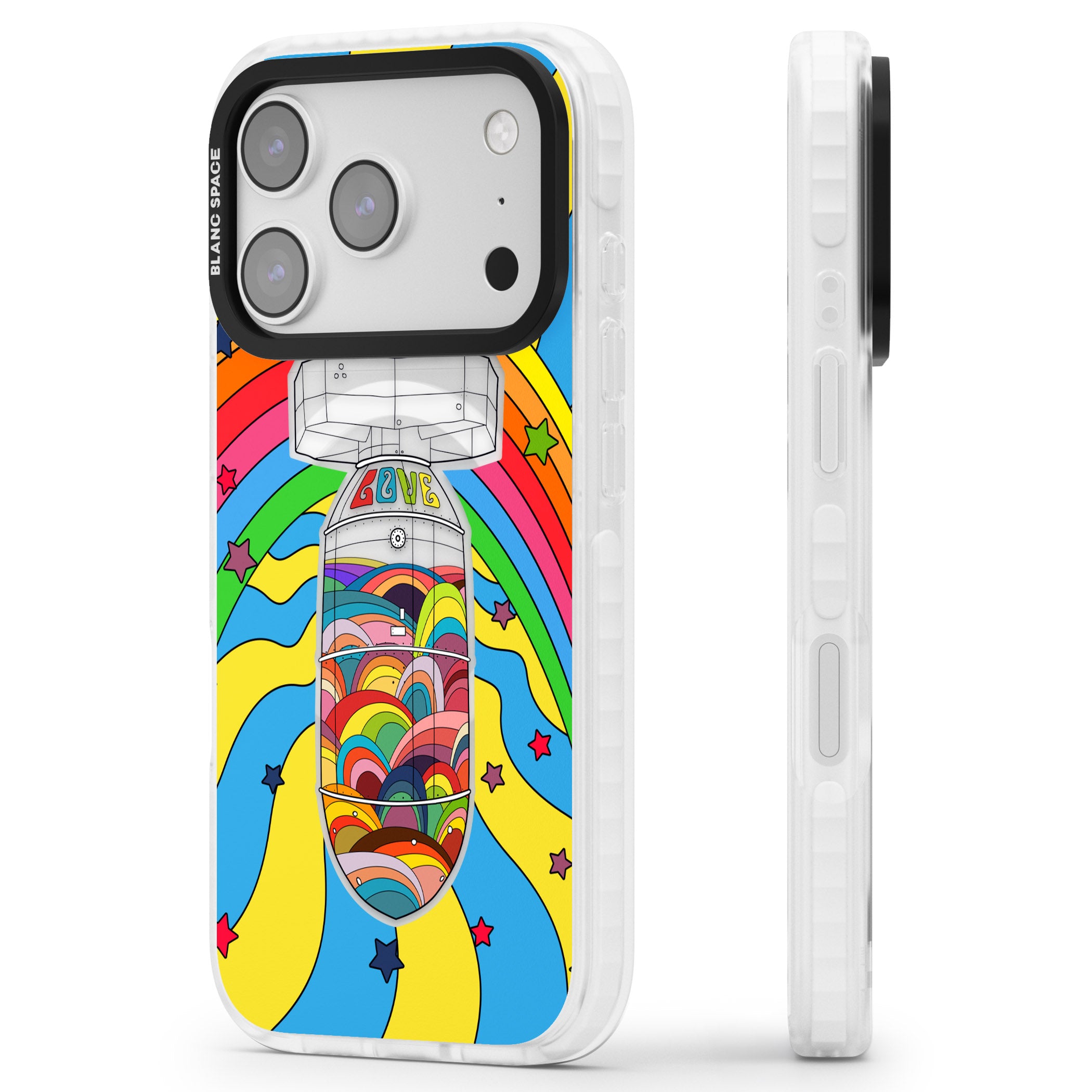 Love Bomb iPhone 17 Pro Max Impact Pro Clear Phone Case Side Profile