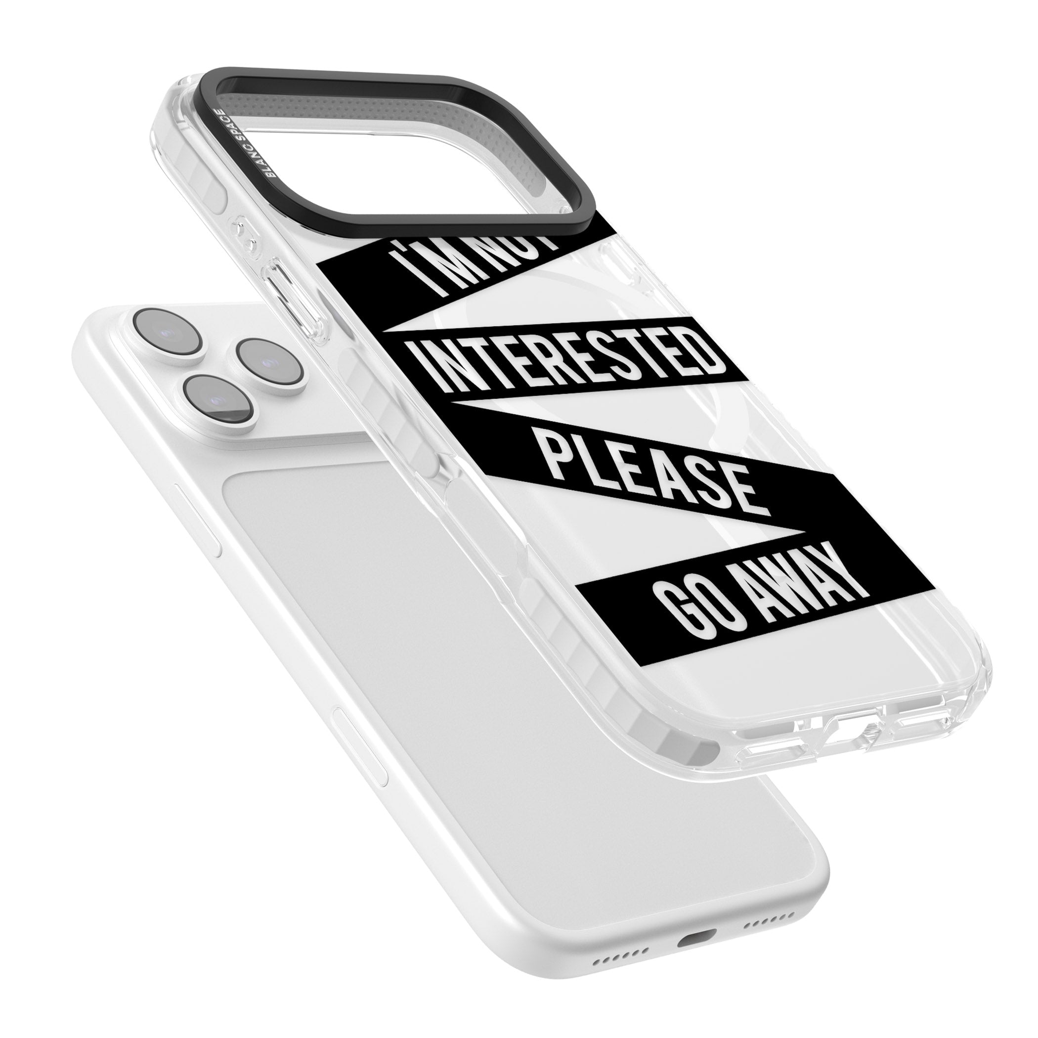 Not Interested Warning iPhone 17 Pro Max Impact Pro Clear Phone Case Colours
