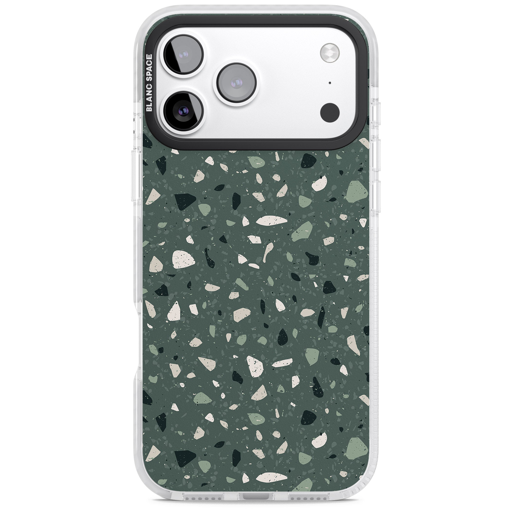 Green & Cream Terrazzo Pattern iPhone 17 Pro Impact Pro Clear Phone Case