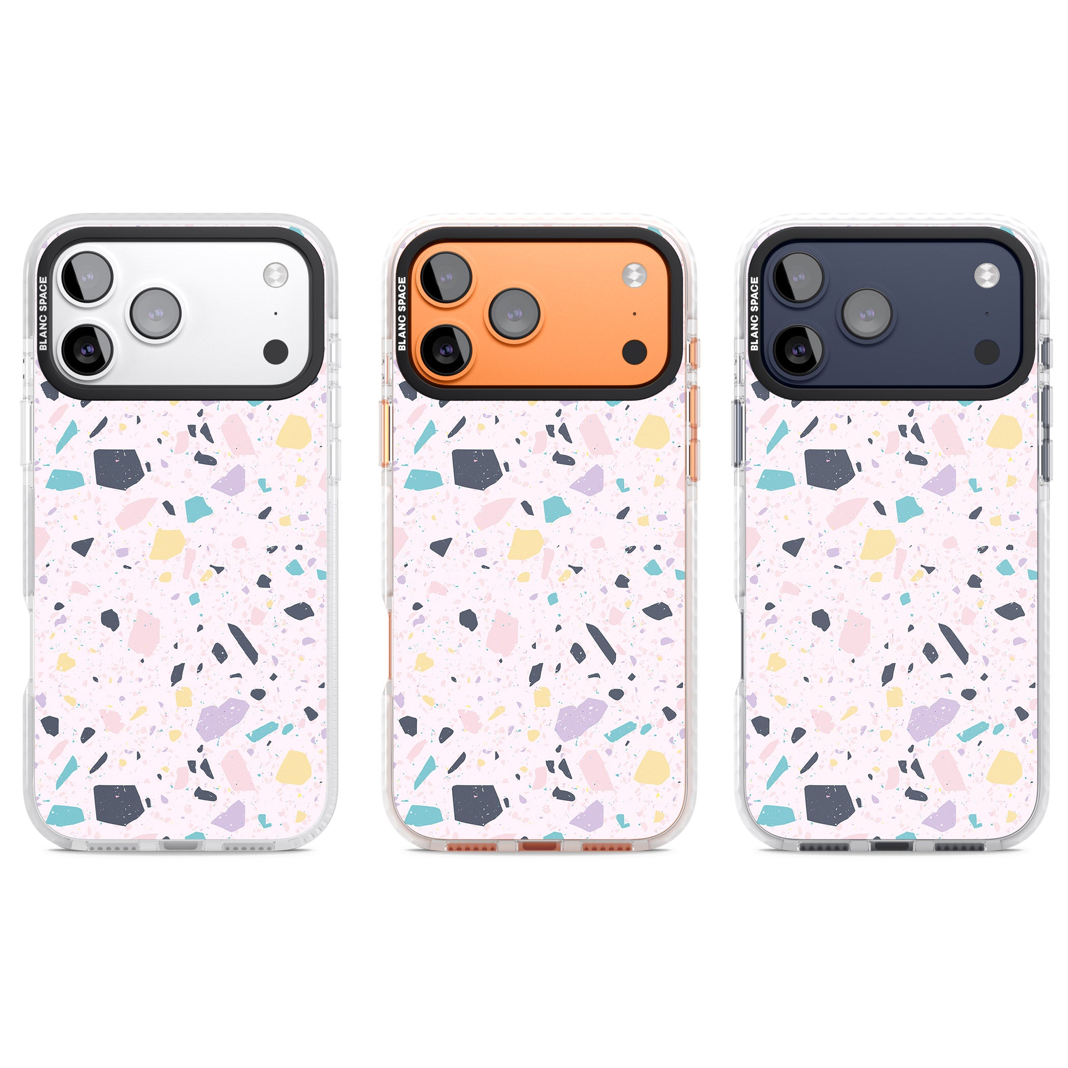 Pink, Purple & Turquoise Terrazzo Pattern iPhone 17 Pro Impact Pro Clear Phone Case APT Impact Protection