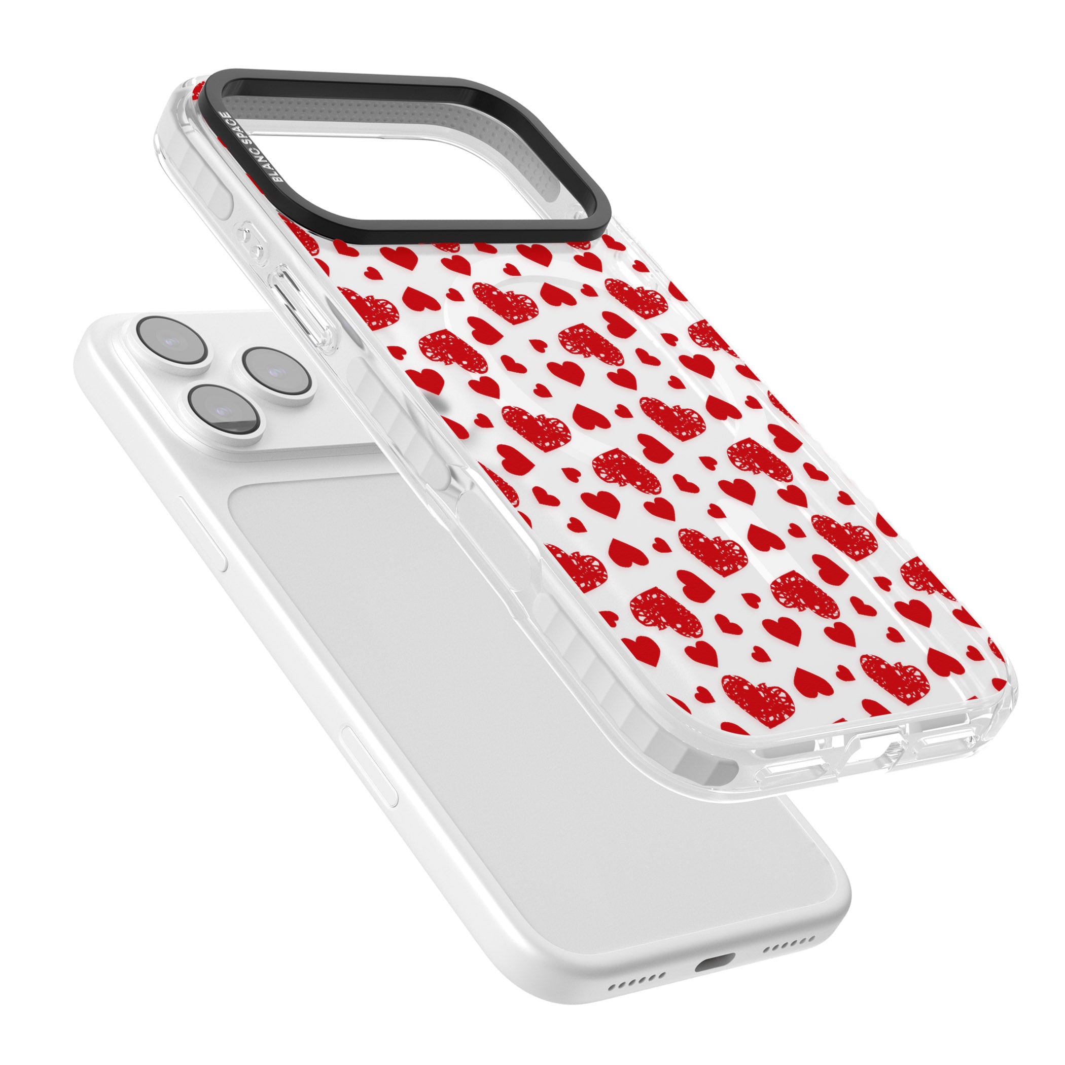Red Heart Pattern Classic iPhone 17 Pro Impact Pro Clear Phone Case Colours