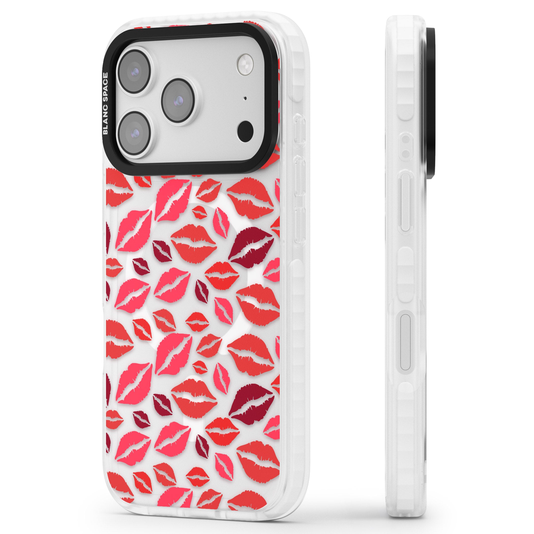 Lips Pattern iPhone 17 Pro Max Impact Pro Clear Phone Case Side Profile