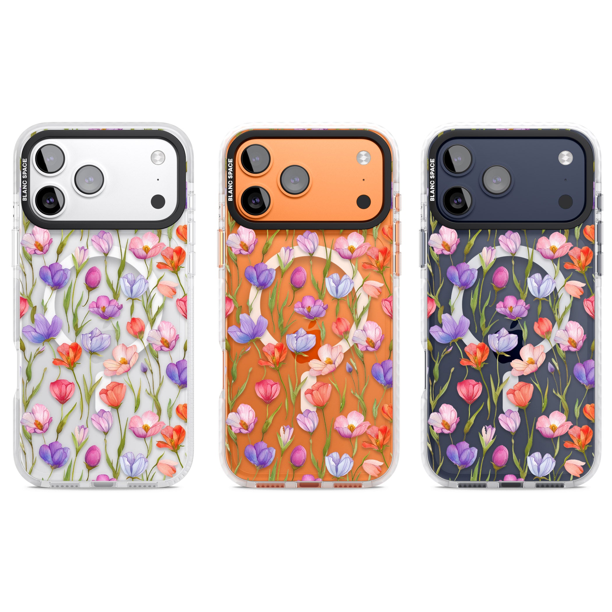 Red, Pink & Purple Flowers iPhone 17 Pro Impact Pro Clear Phone Case APT Impact Protection