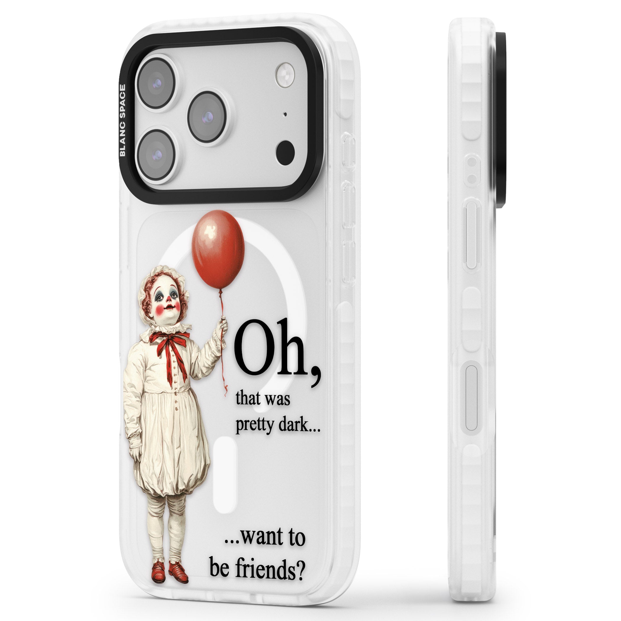 Want To Be Friends? iPhone 17 Pro Max Impact Pro Clear Phone Case Side Profile