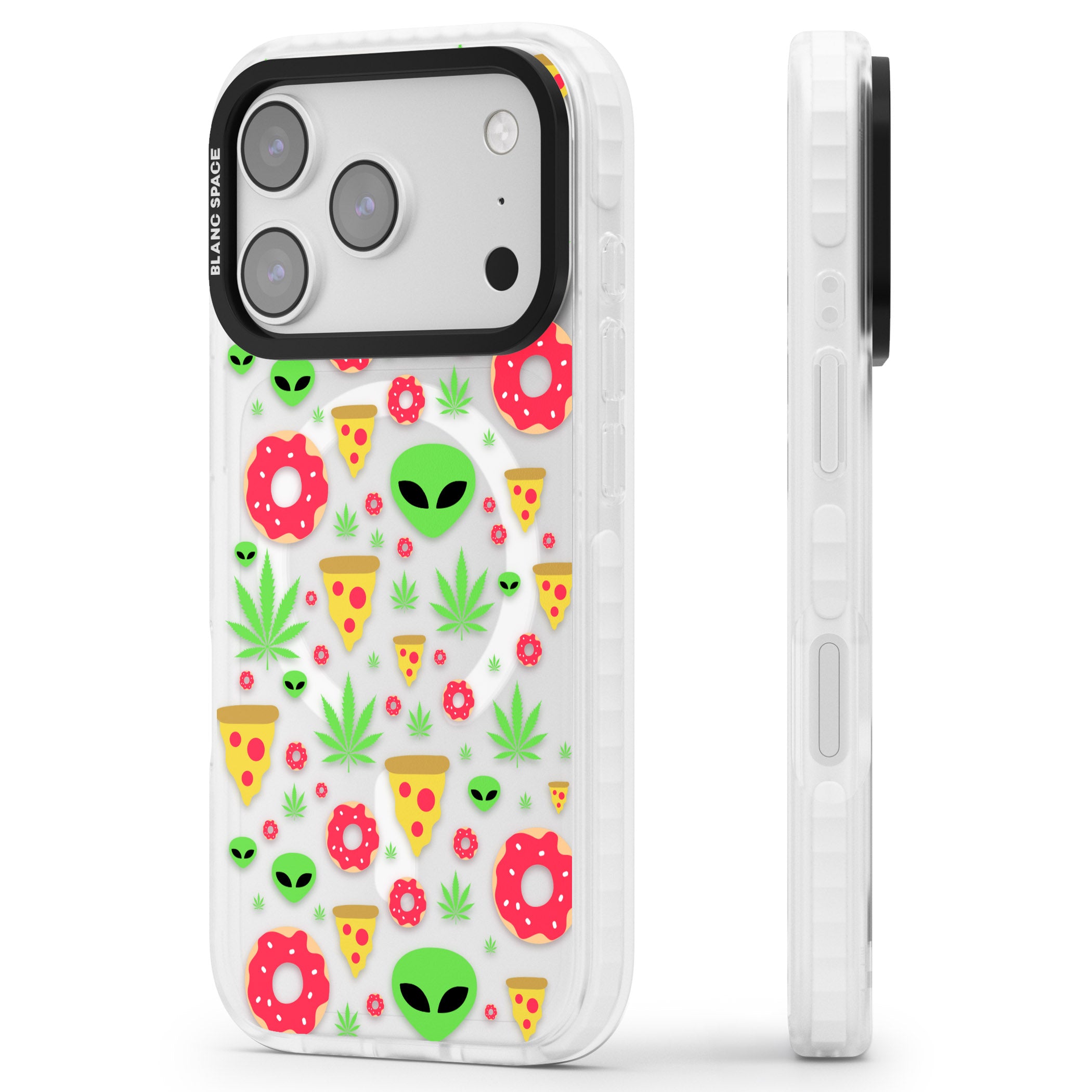 Martians & Munchies iPhone 17 Pro Max Impact Pro Clear Phone Case Side Profile
