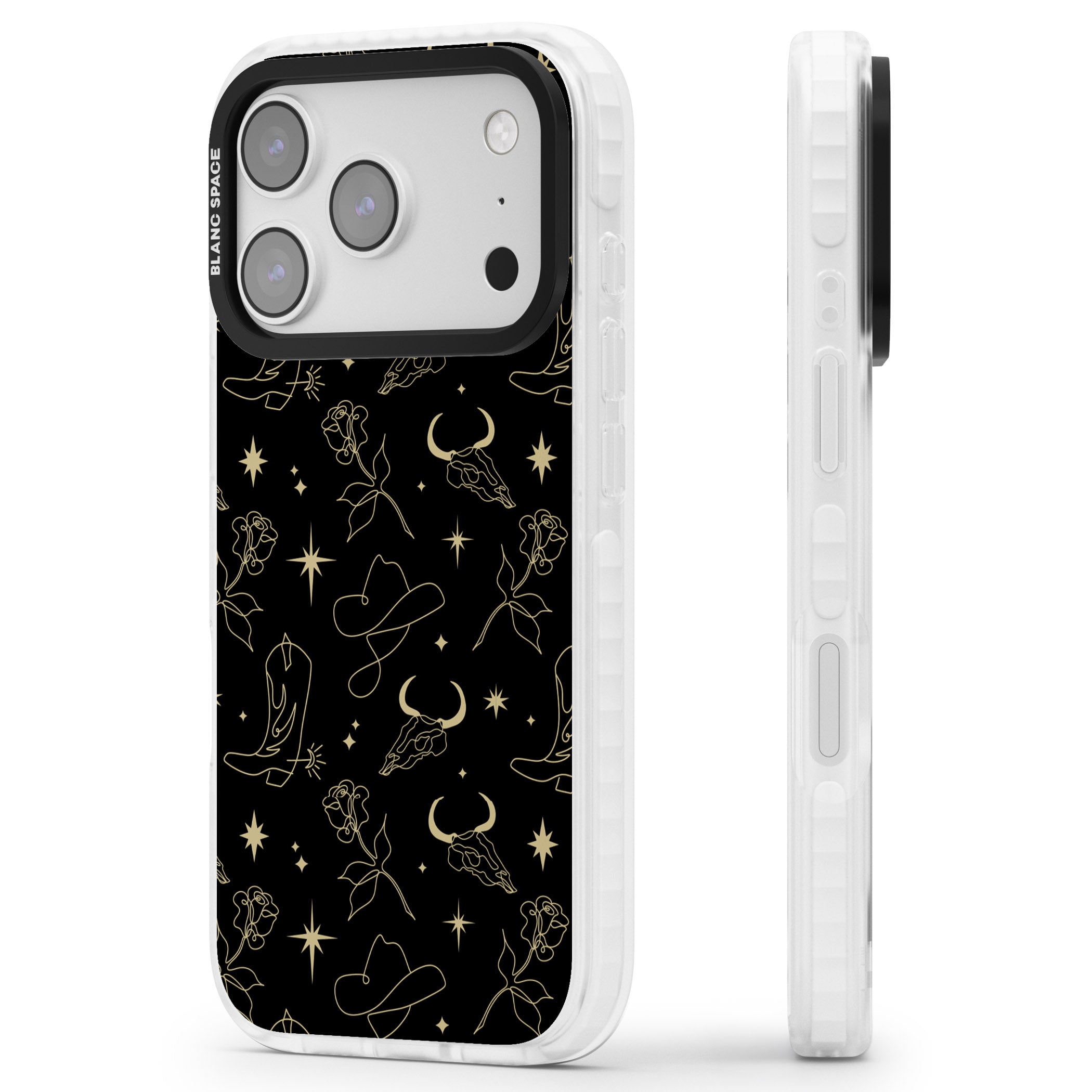 Celestial West Pattern iPhone 17 Pro Impact Pro Clear Phone Case Side Profile