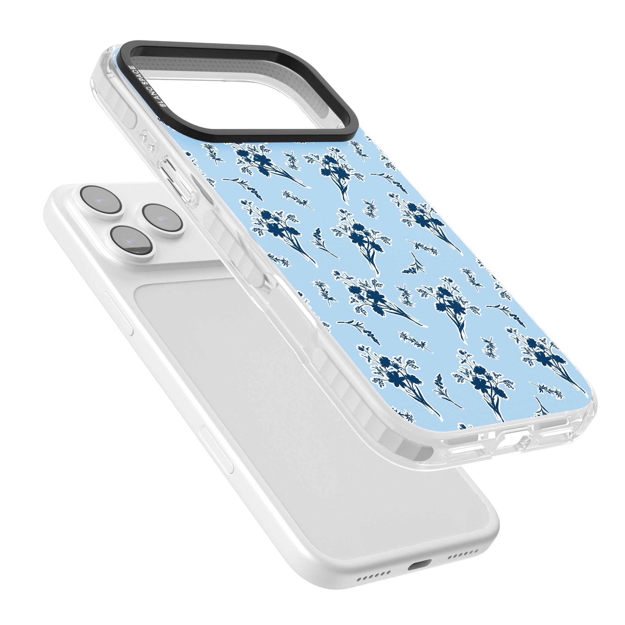 Blue Sticker Wildflowers iPhone 17 Pro Impact Pro Clear Phone Case Colours