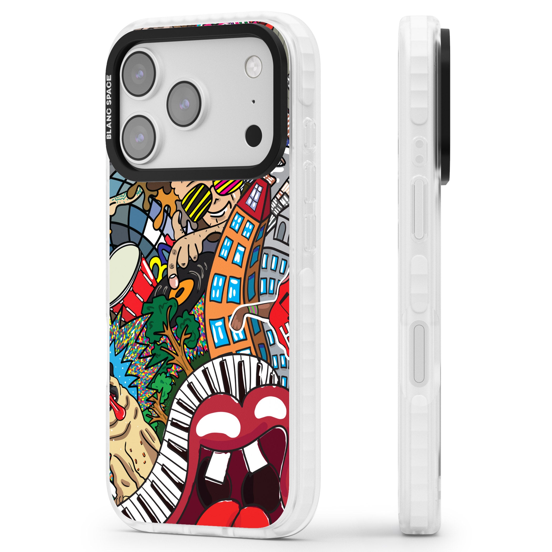 Funky Music City iPhone 17 Pro Max Impact Pro Clear Phone Case Side Profile