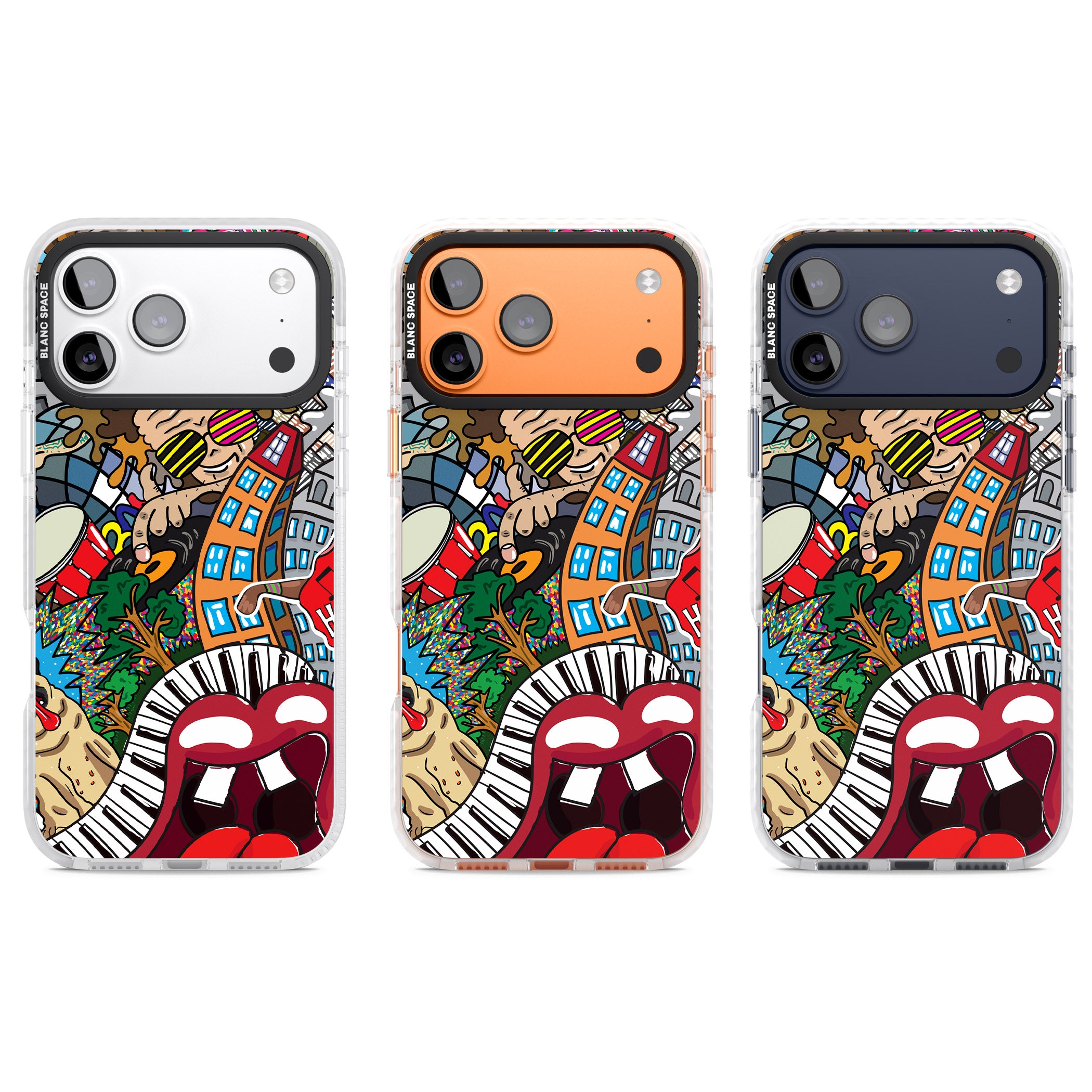 Funky Music City iPhone 17 Pro Impact Pro Clear Phone Case APT Impact Protection