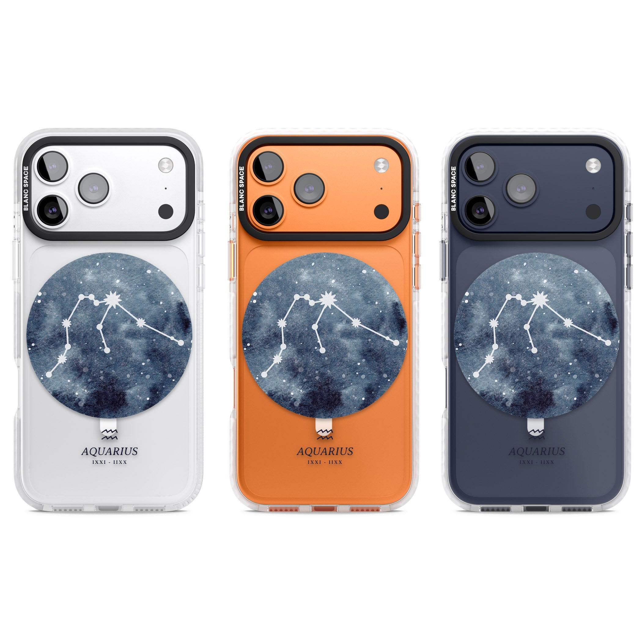 Aquarius Zodiac Blue iPhone 17 Pro Impact Pro Clear Phone Case APT Impact Protection
