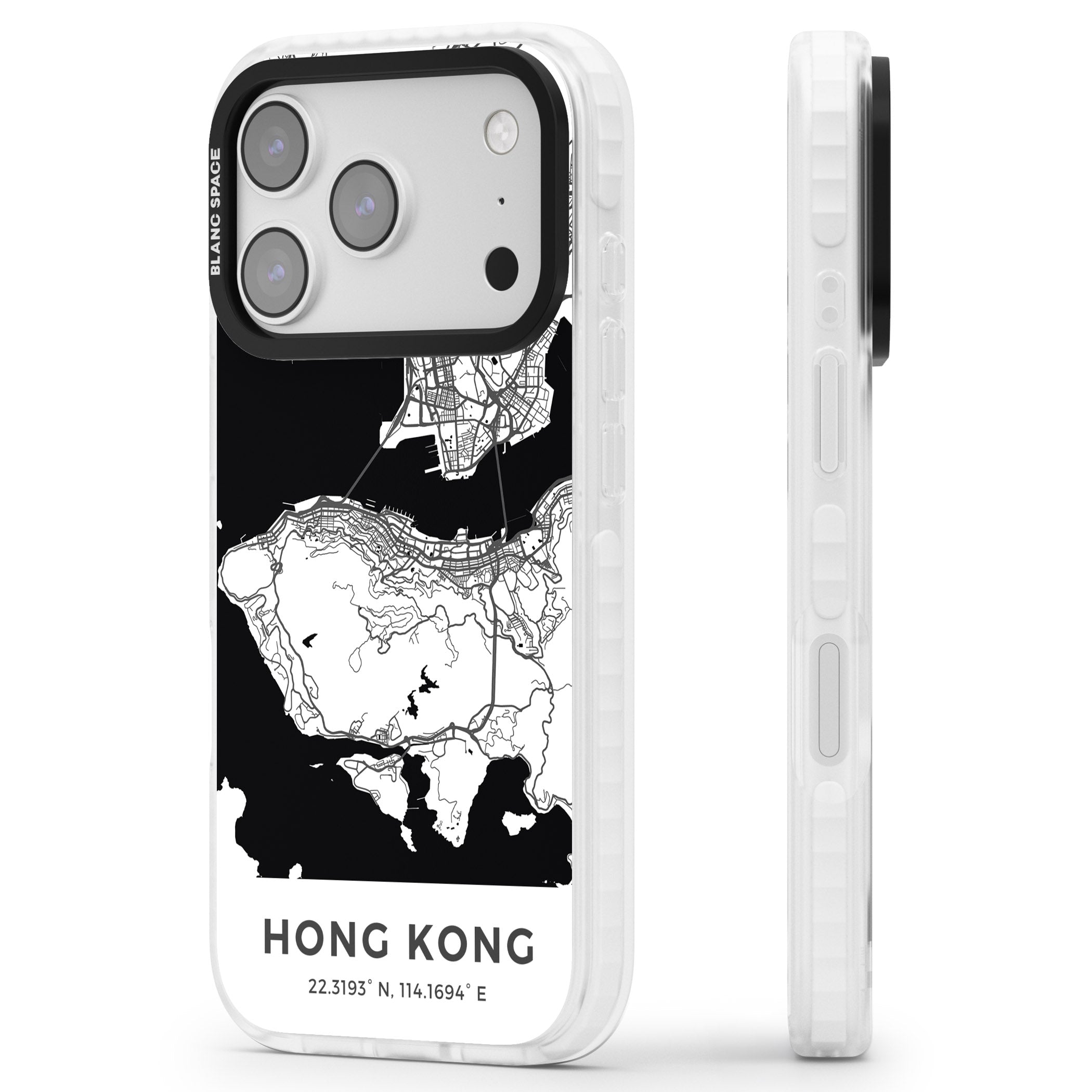 Hong Kong Map iPhone 17 Pro Impact Clear Phone Case Side Profile