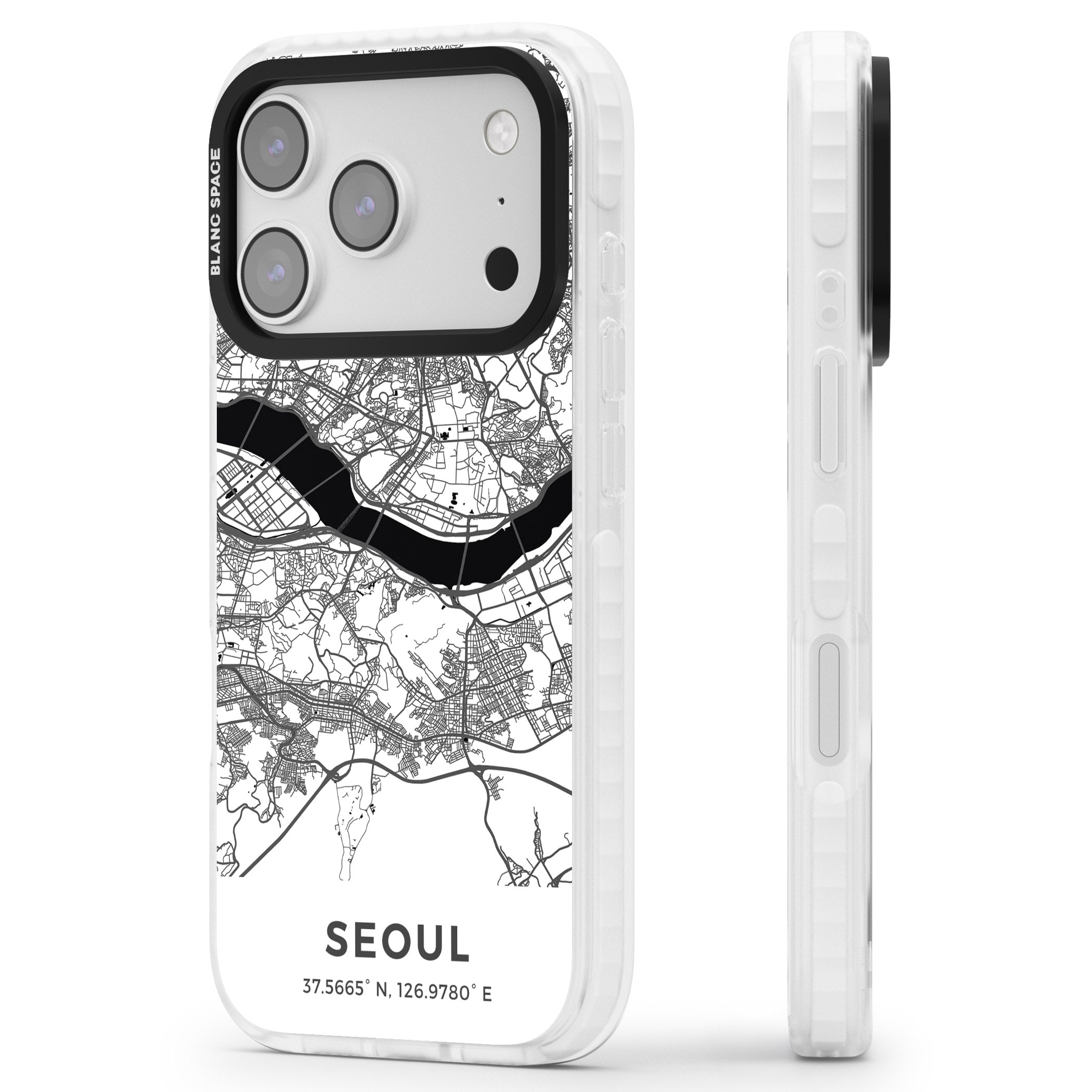 Seoul City Map iPhone 17 Pro Max Impact Clear Phone Case Side Profile