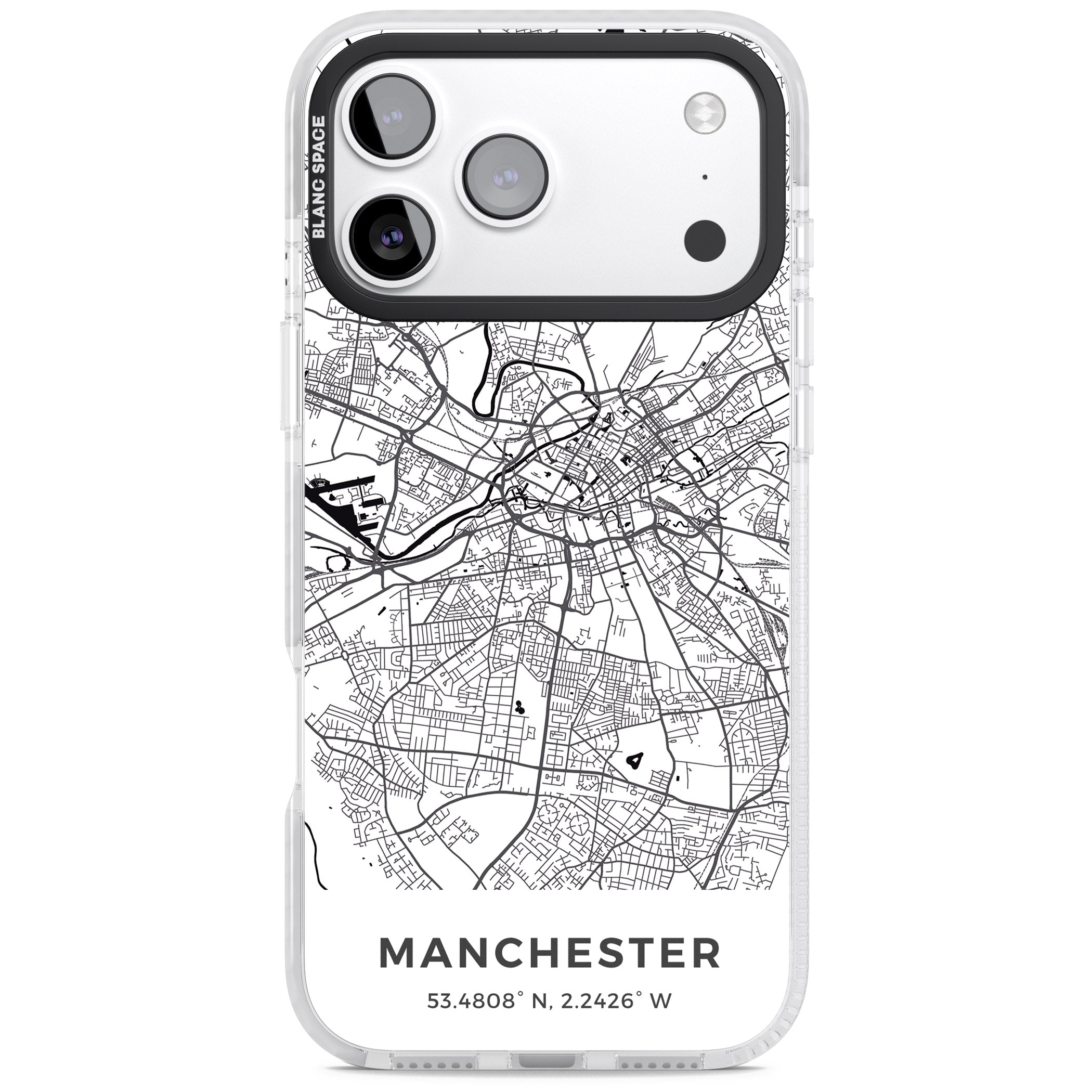 Manchester Map iPhone 17 Pro Impact Clear Phone Case