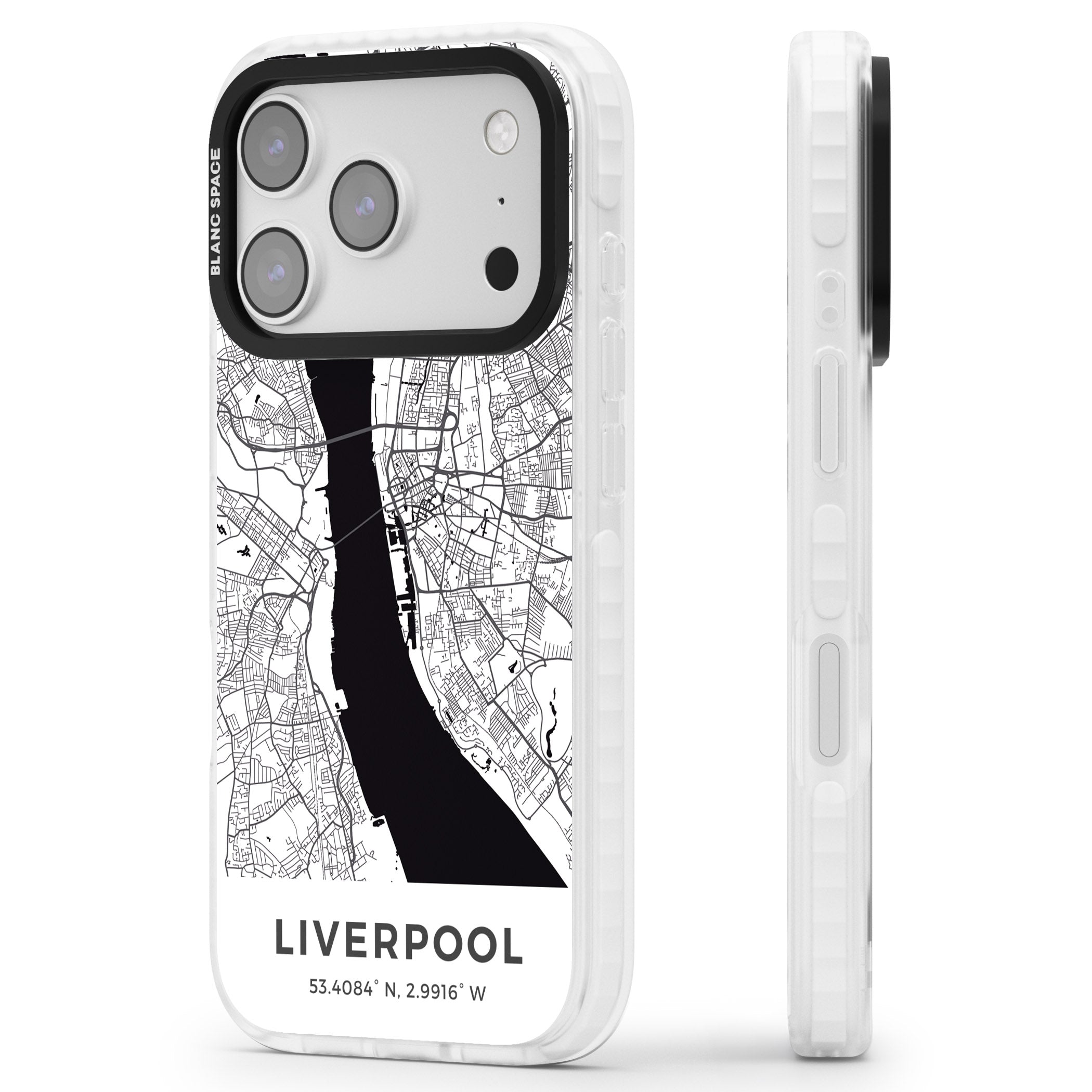 Liverpool Map iPhone 17 Pro Impact Clear Phone Case Side Profile