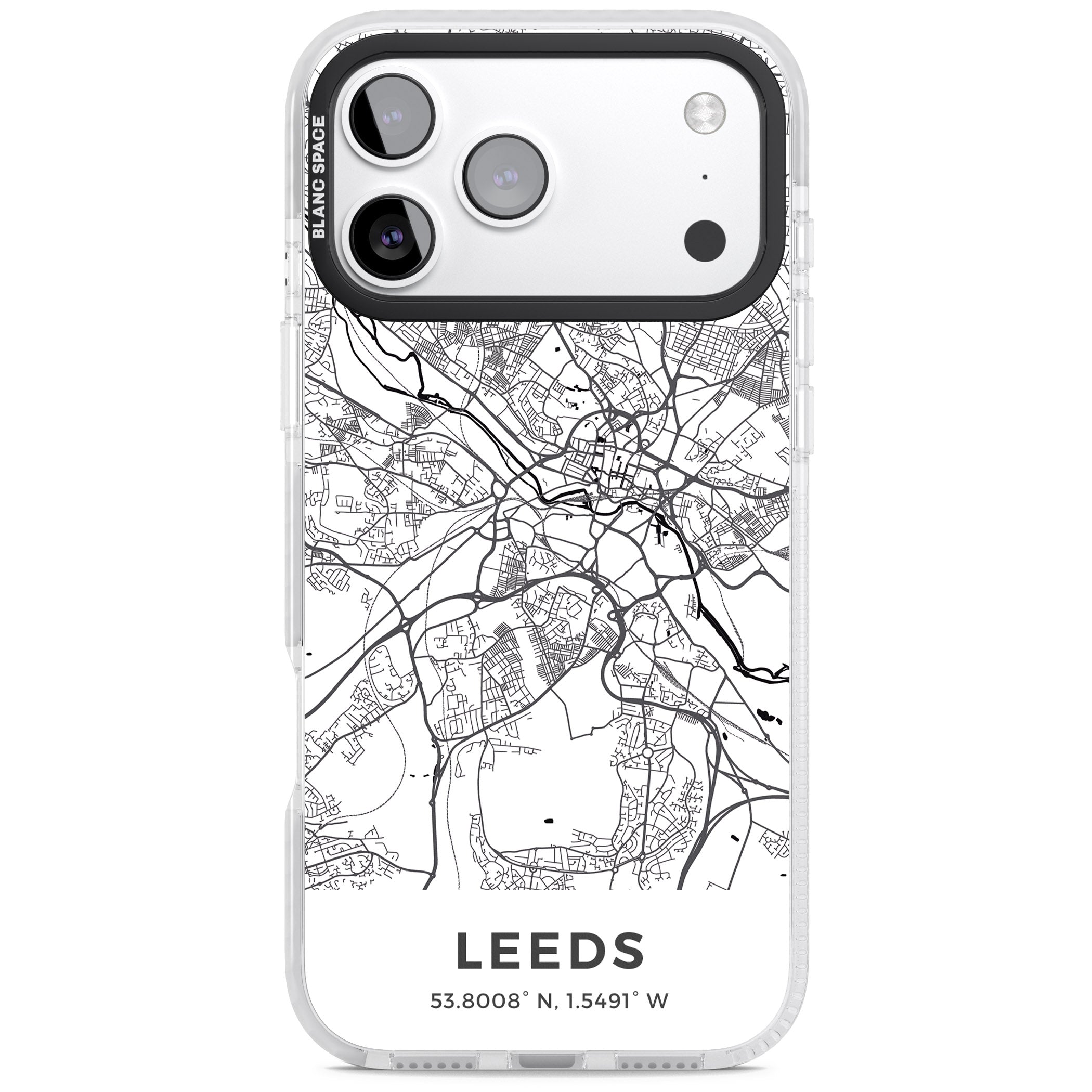Leeds Map iPhone 17 Pro Impact Clear Phone Case