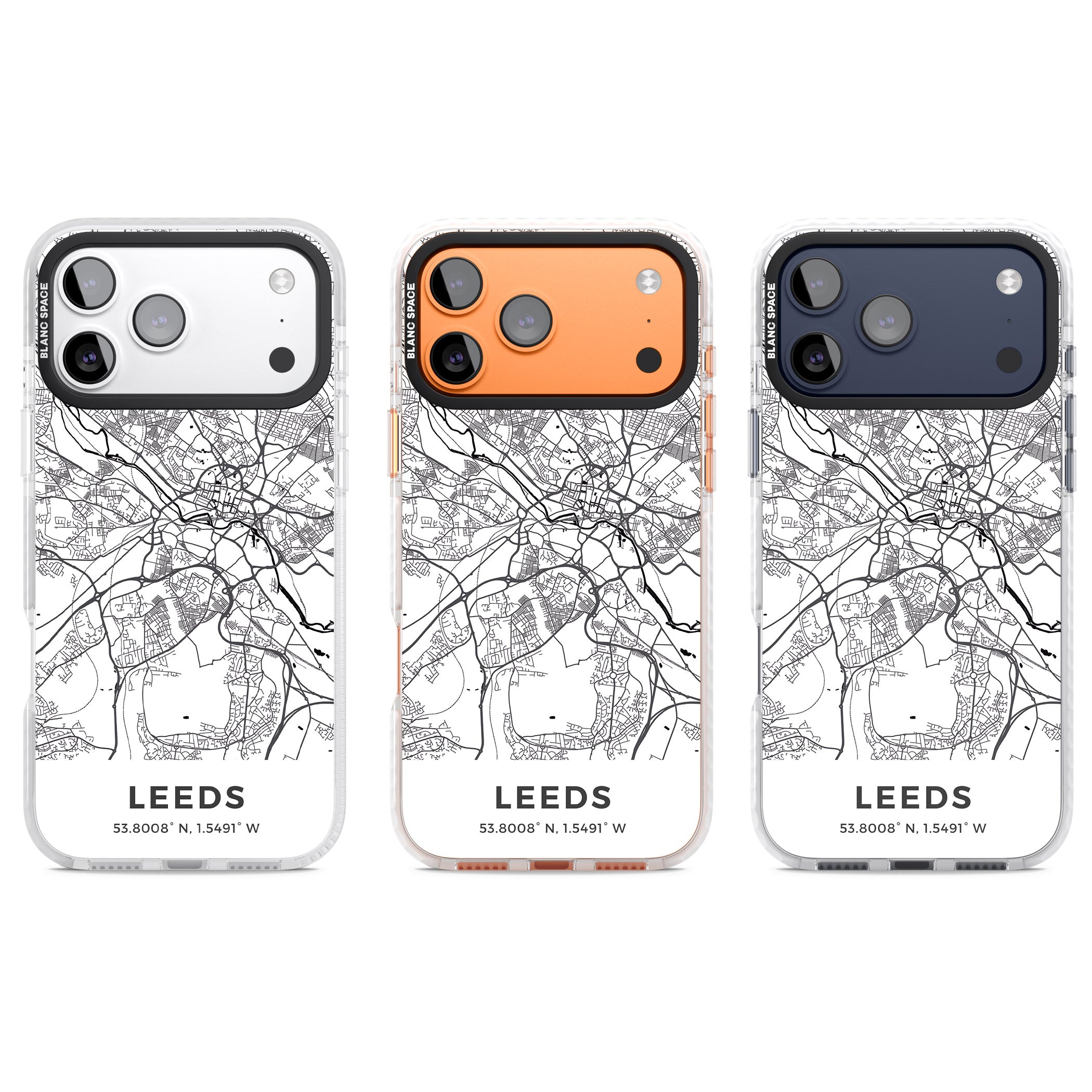 Leeds Map iPhone 17 Pro Impact Clear Phone Case APT Impact Protection