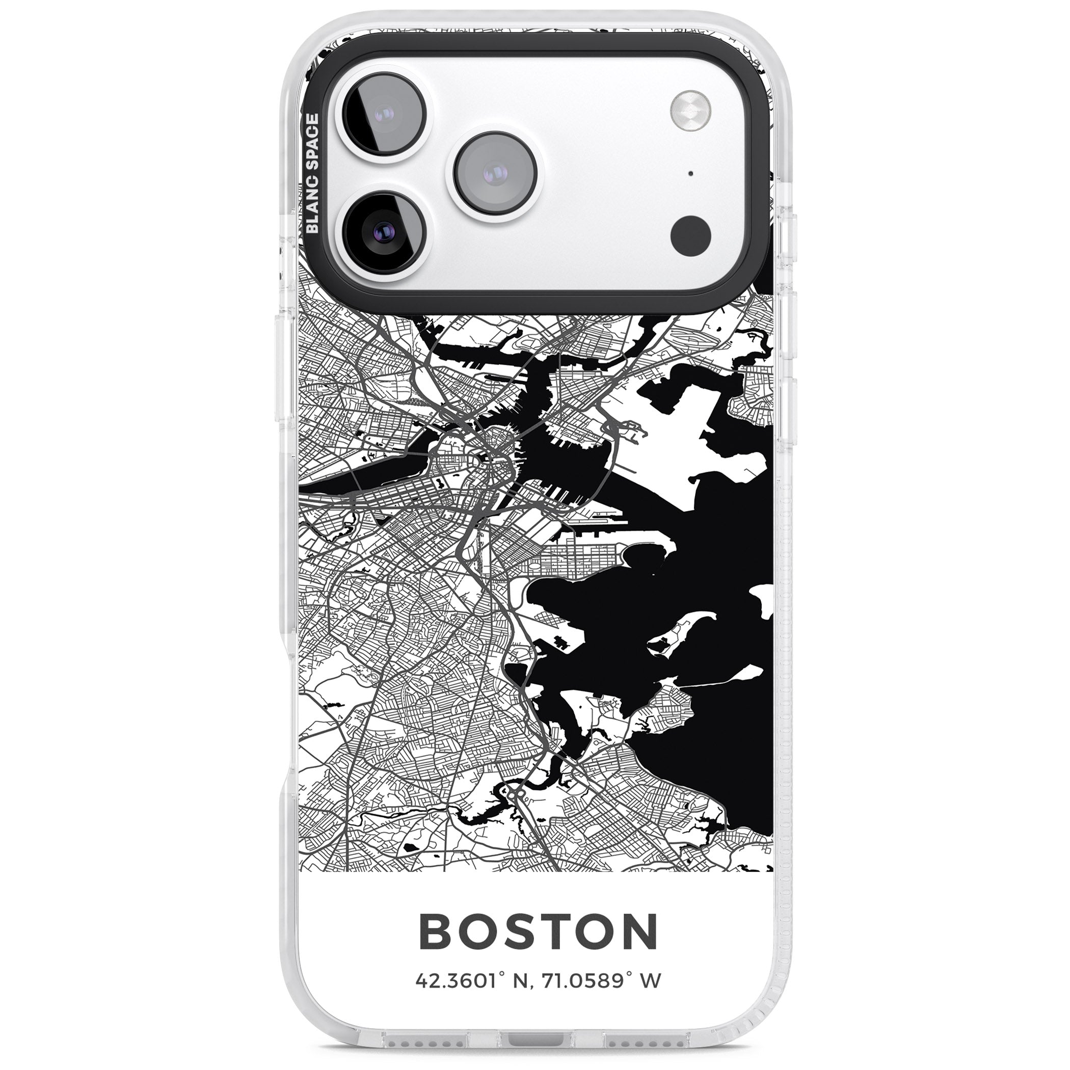 Boston Map iPhone 17 Pro Impact Clear Phone Case