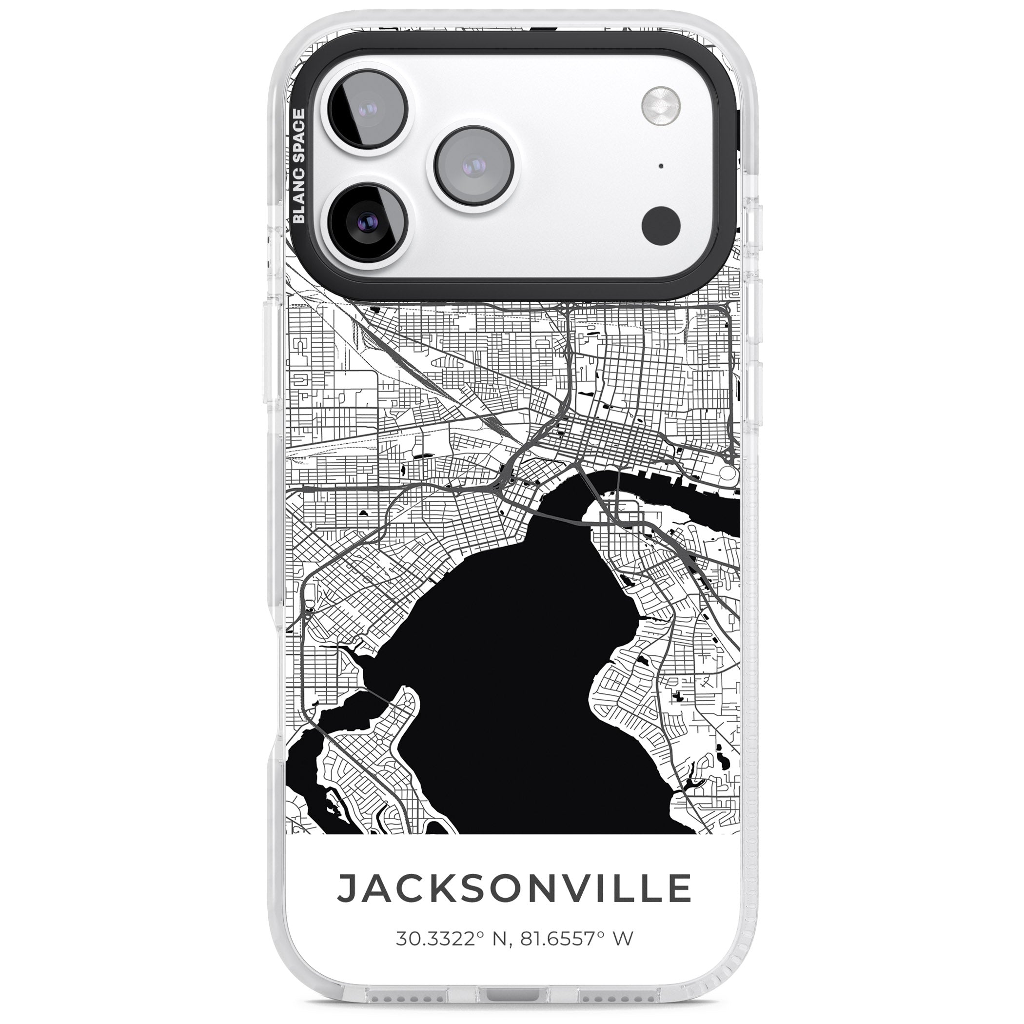 Jacksonville Map iPhone 17 Pro Impact Clear Phone Case