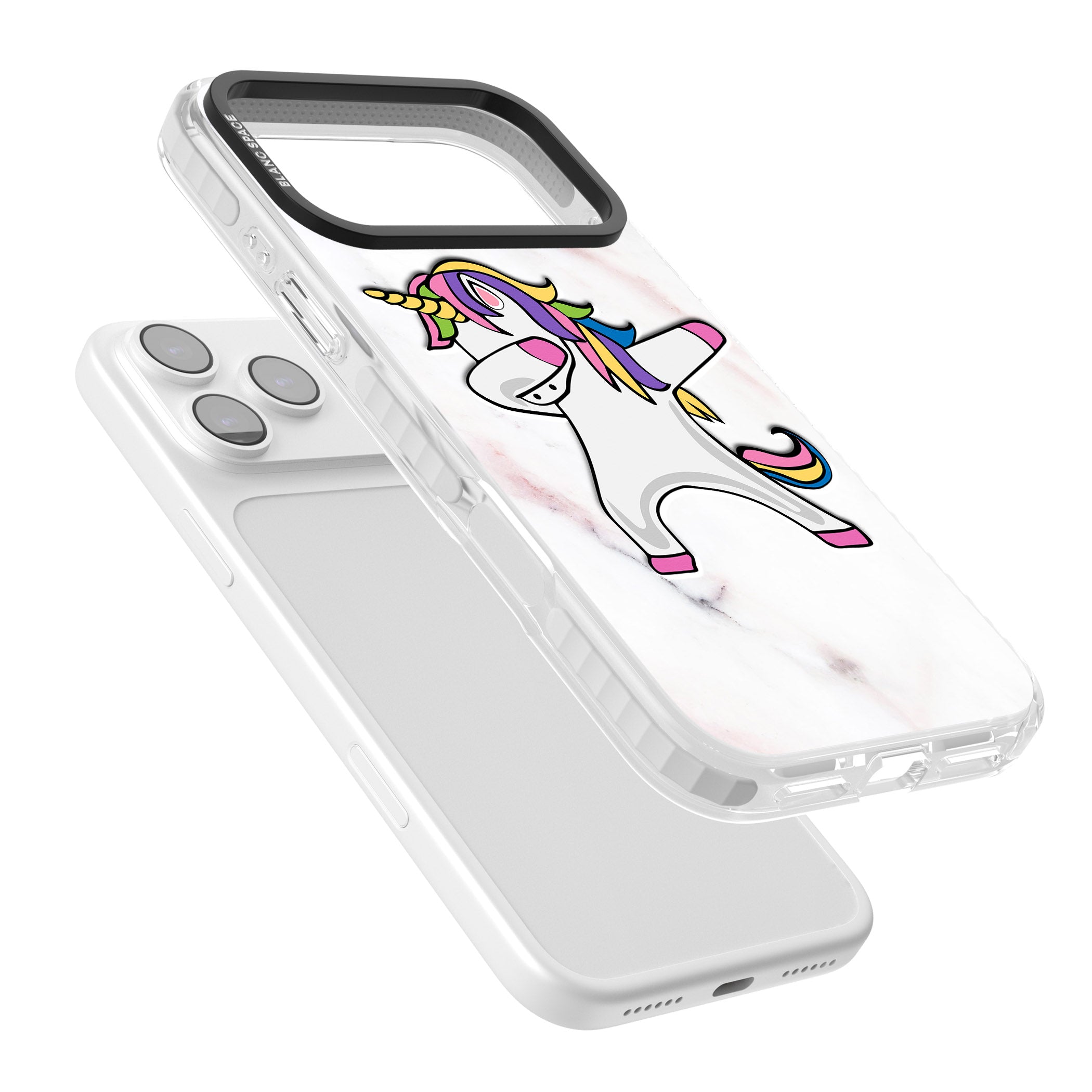 Designer Marble Unicorn Dab iPhone 17 Pro Impact Clear Phone Case Colours