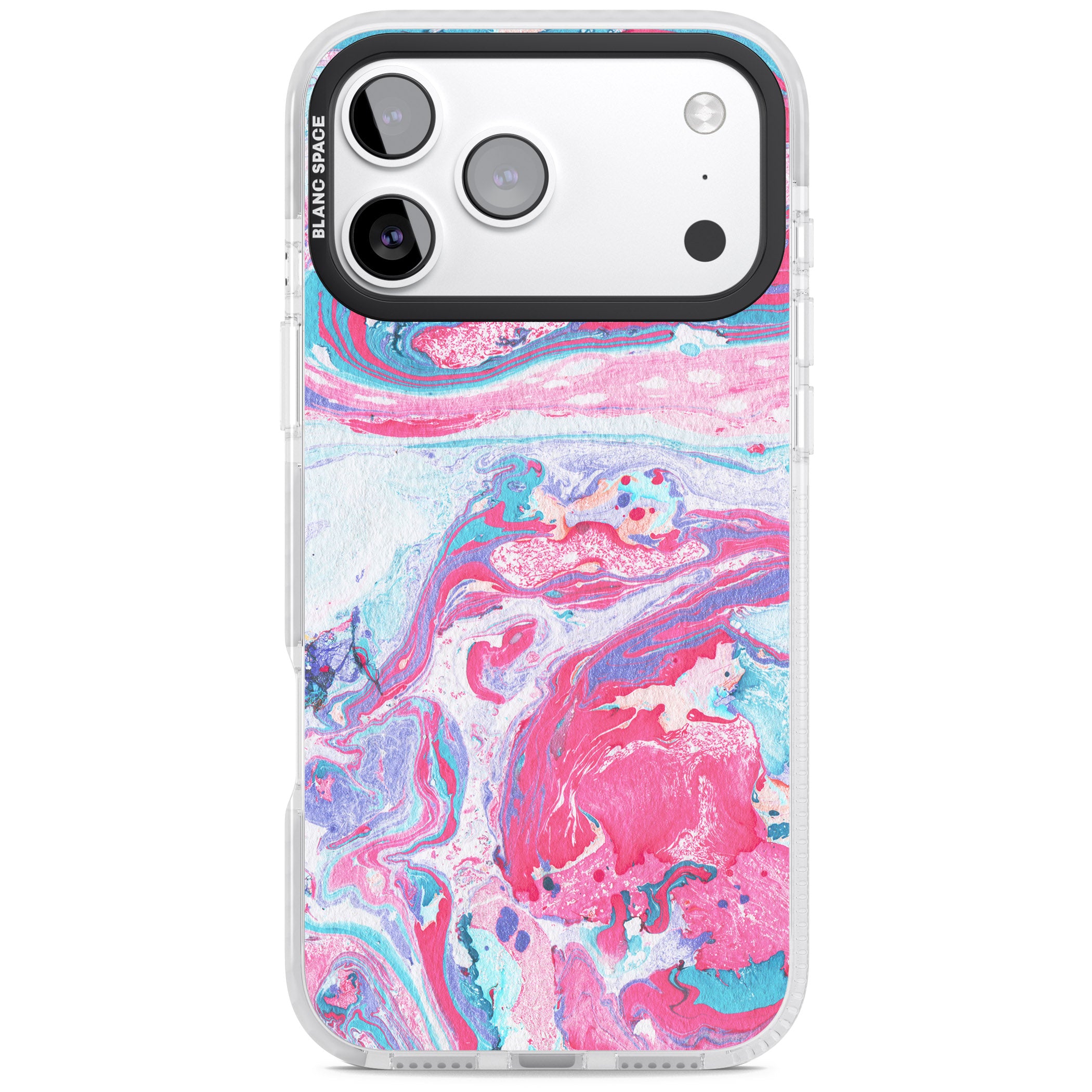 Pink, Blue & Purple Marbled Paper Pattern iPhone 17 Pro Impact Clear Phone Case