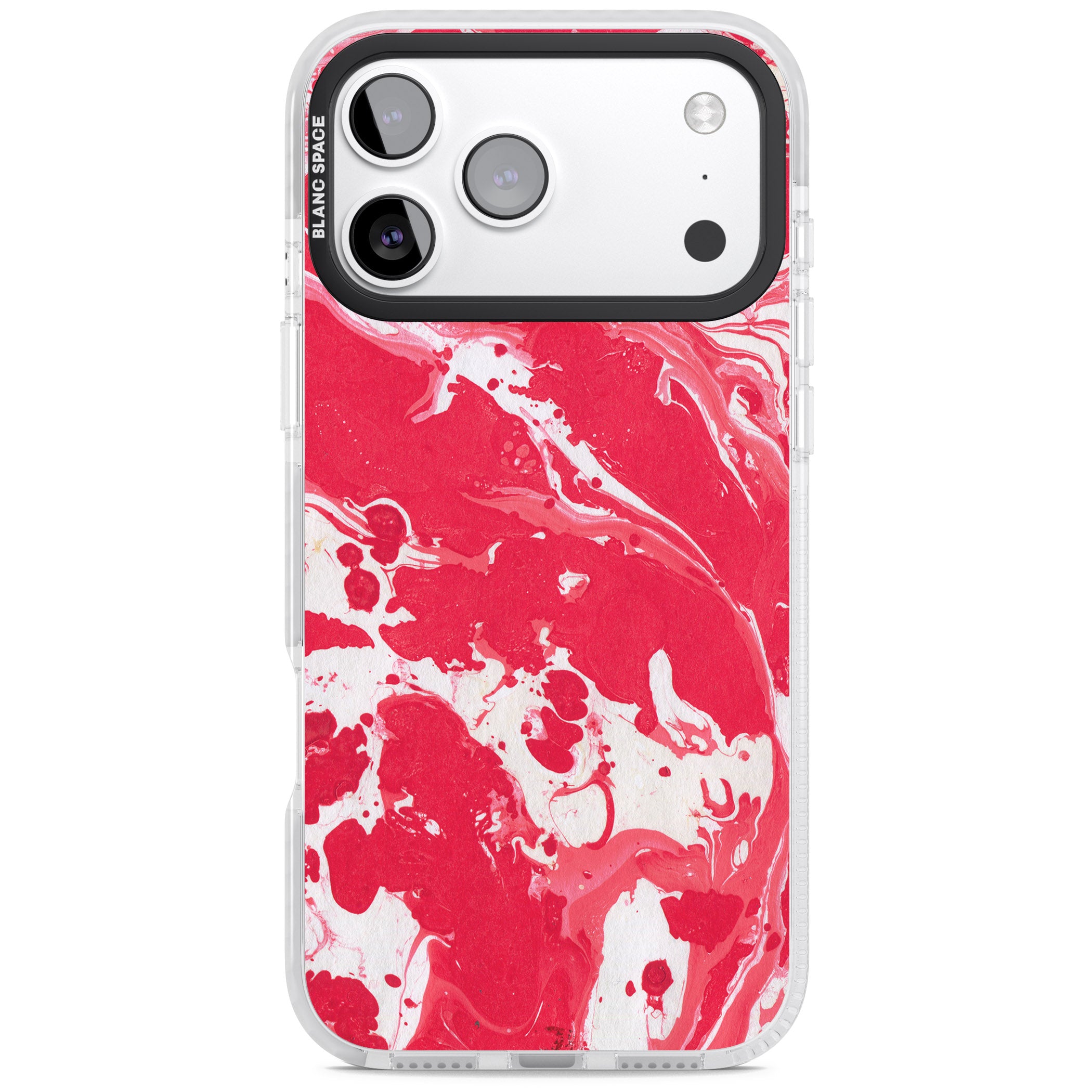 Red & White Marbled iPhone 17 Pro Impact Clear Phone Case