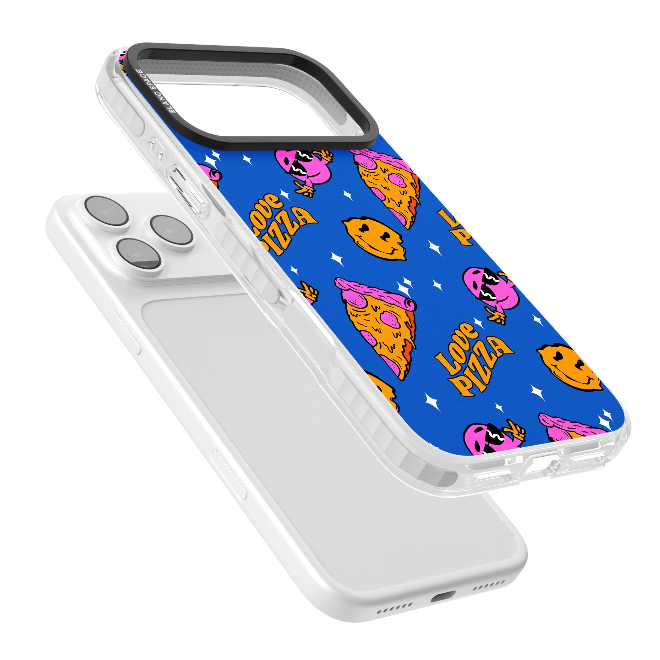 Psychedelic Love Pizza Pattern iPhone 17 Pro Max Impact Clear Phone Case Colours