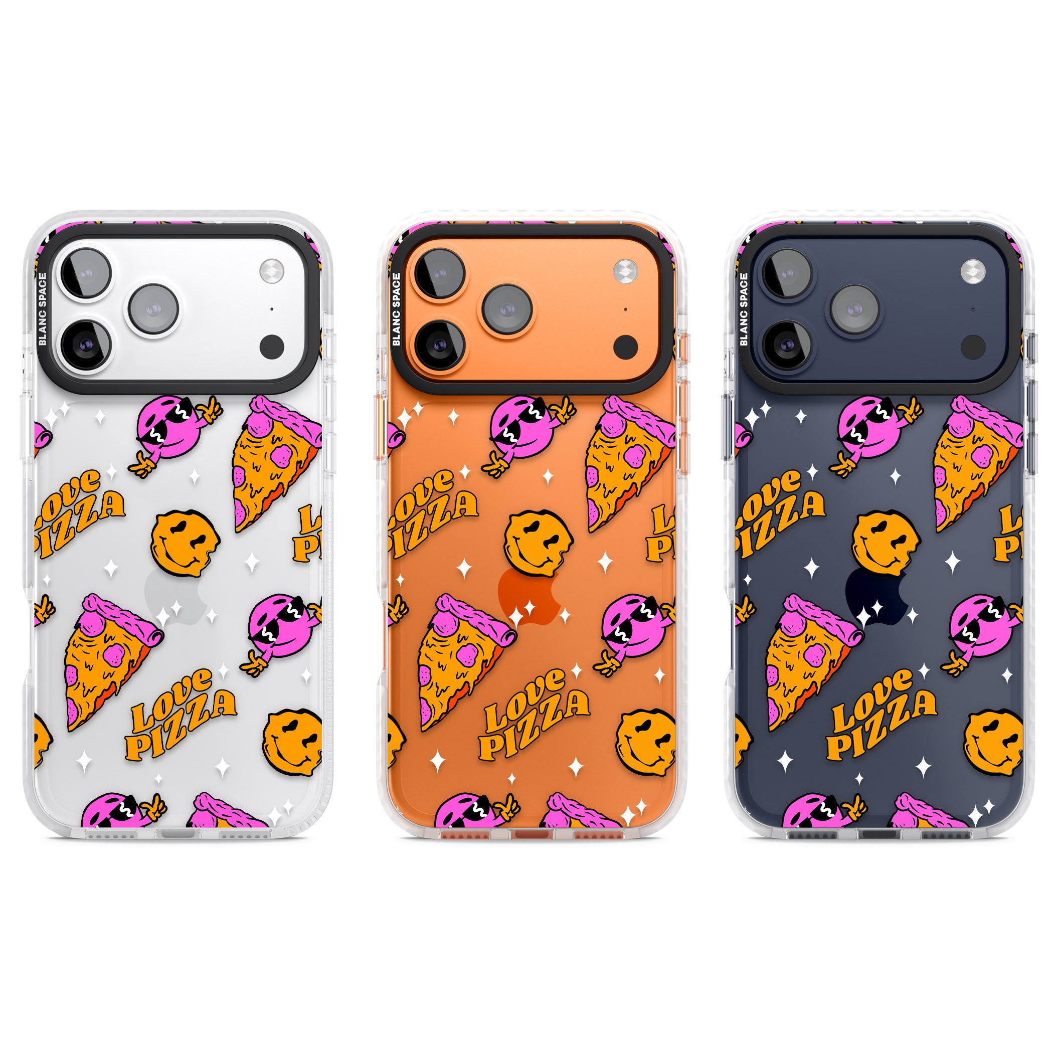 Psychedelic Love Pizza Pattern (Clear) iPhone 17 Pro Impact Clear Phone Case APT Impact Protection