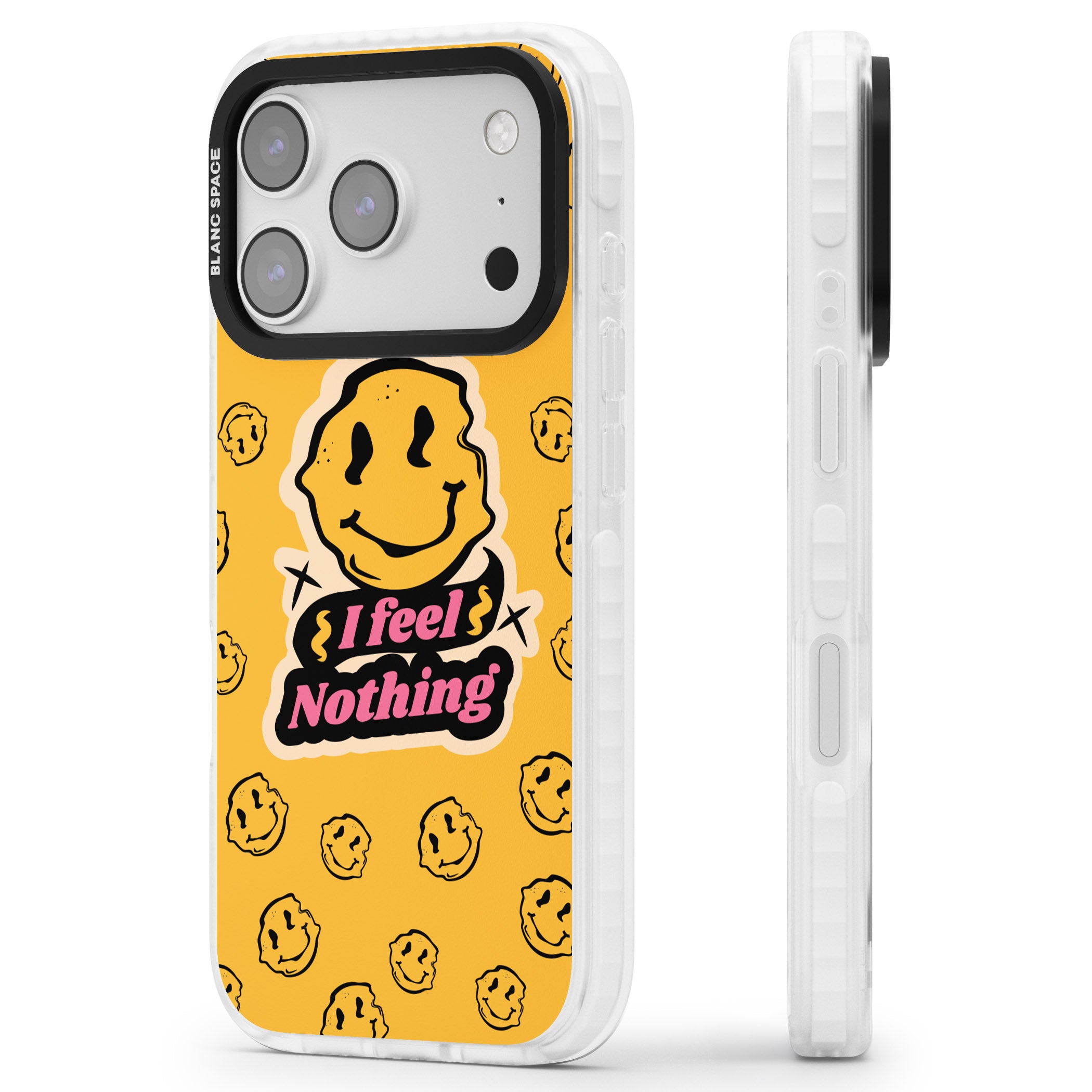 I Feel Nothing iPhone 17 Pro Impact Clear Phone Case Side Profile