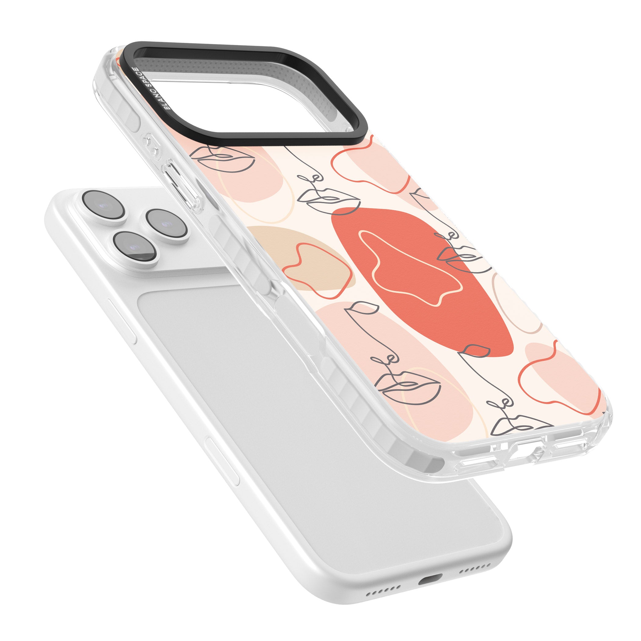 Abstract Face Line Art iPhone 17 Pro Impact Clear Phone Case Colours