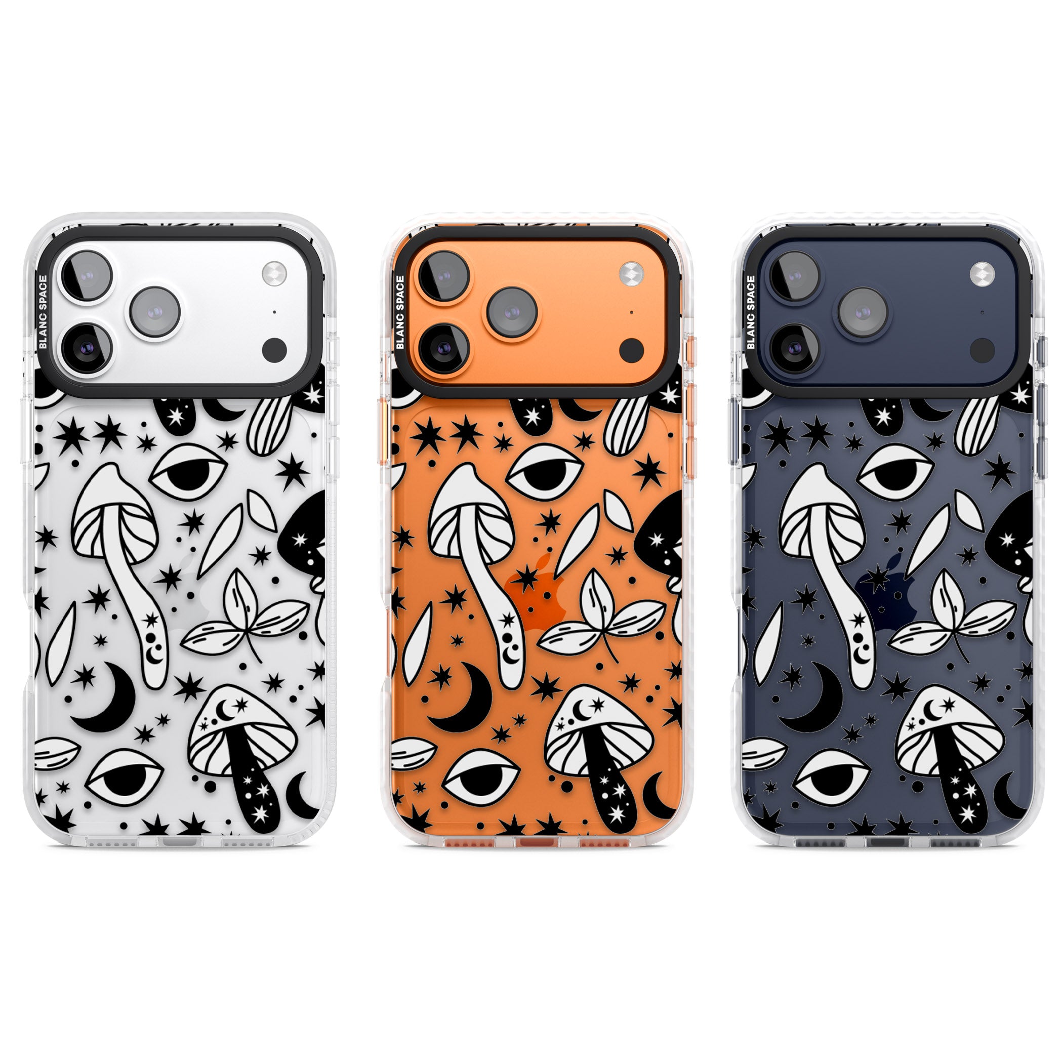 Mystic Mushrooms Pattern iPhone 17 Pro Impact Clear Phone Case APT Impact Protection