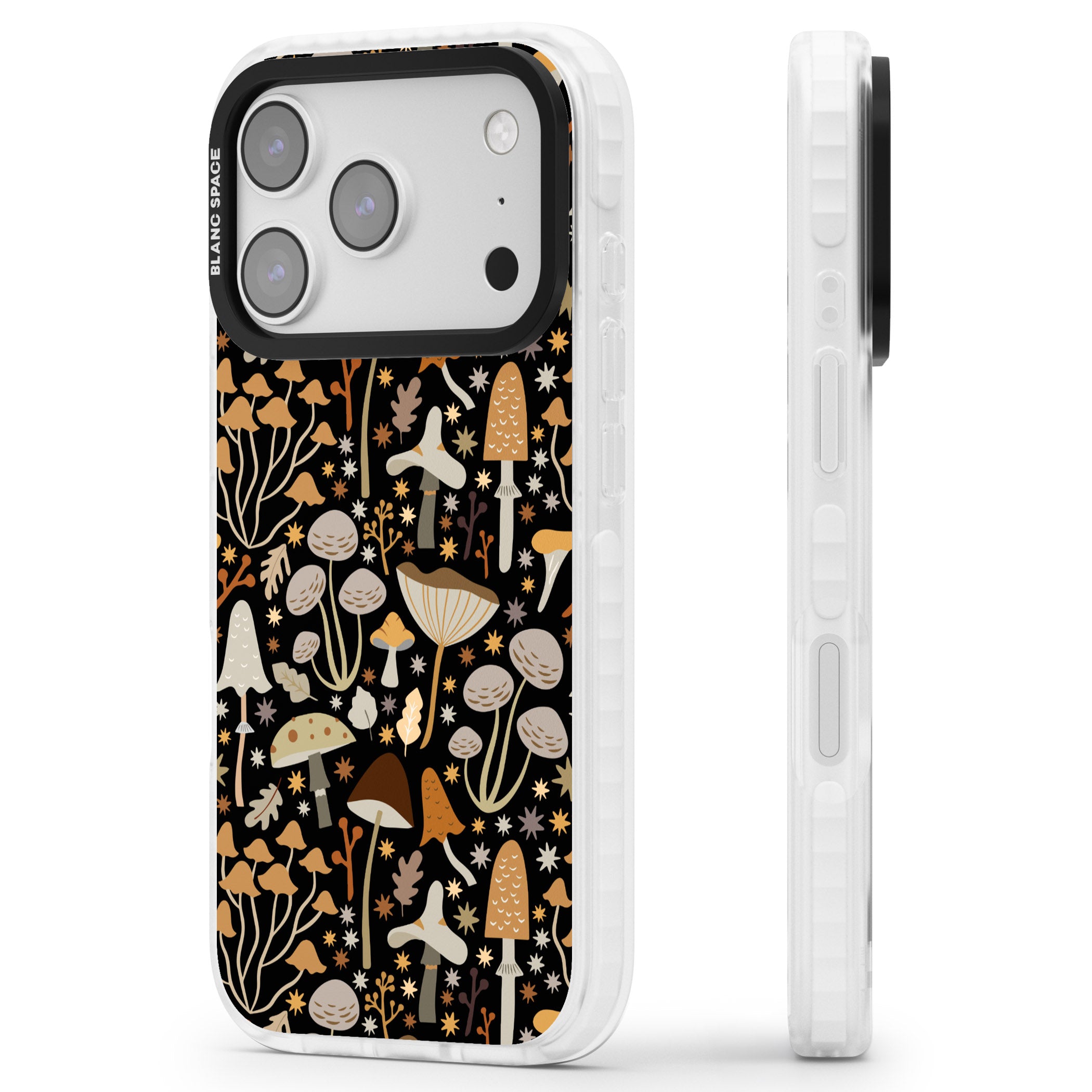 Mushroom Dream Pattern iPhone 17 Pro Impact Clear Phone Case Side Profile
