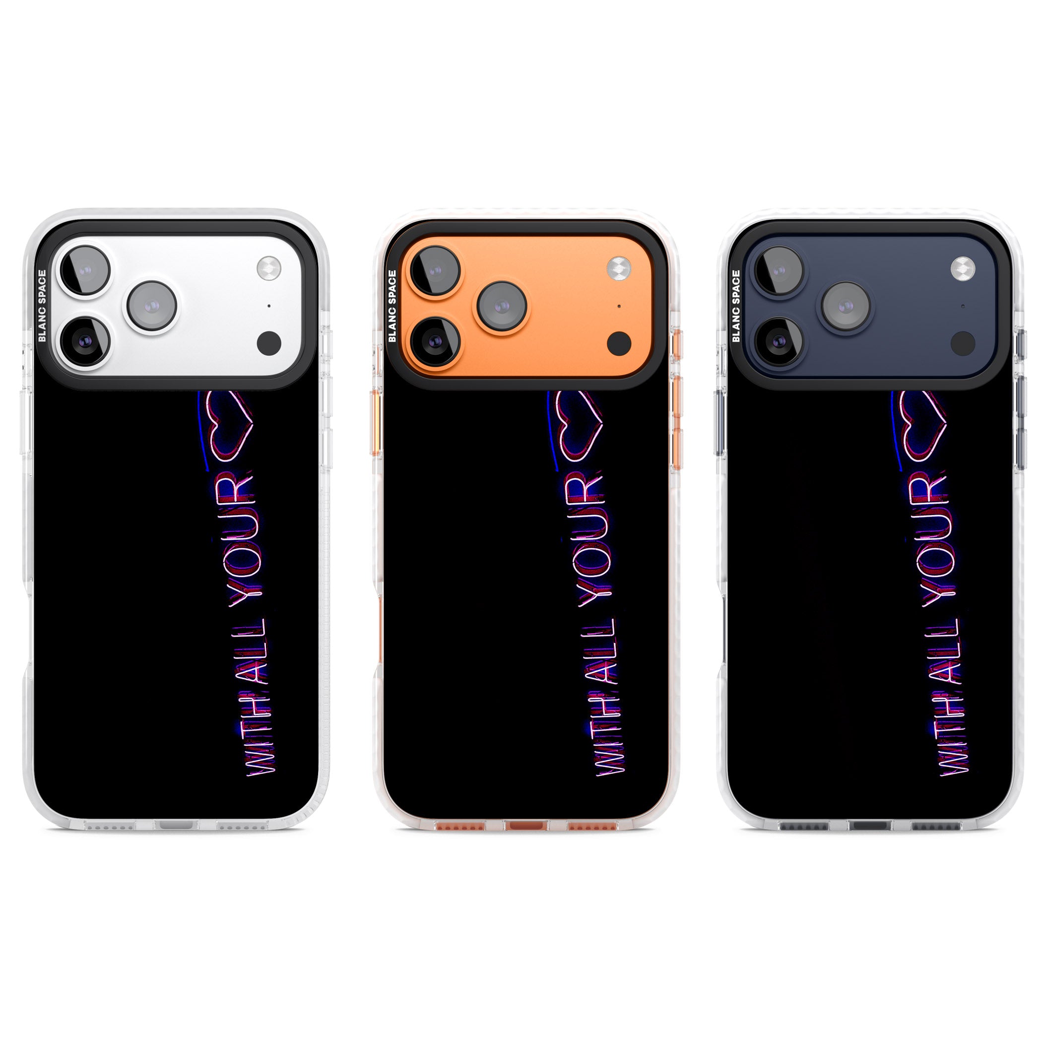 Neon Heart Script iPhone 17 Pro Impact Clear Phone Case APT Impact Protection