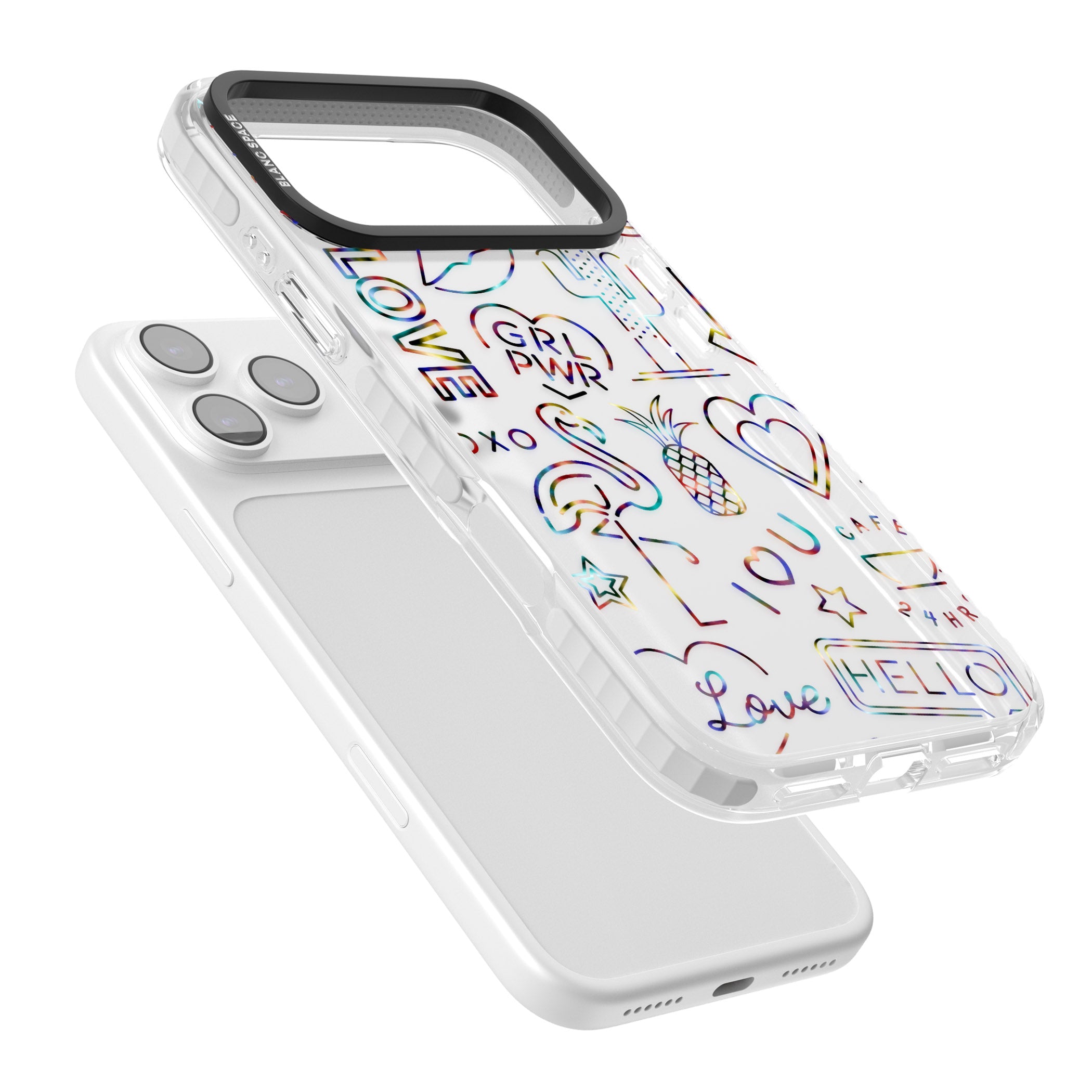 Funky Nebula Neon Sign iPhone 17 Pro Impact Clear Phone Case Colours