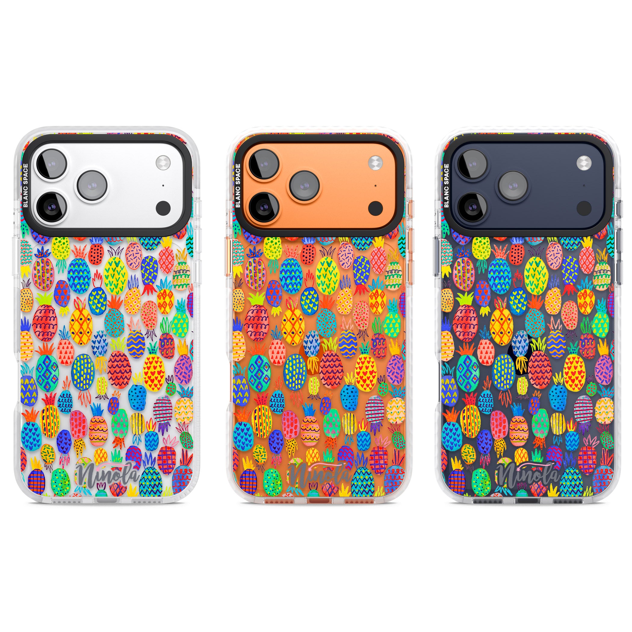 Vibrant Pineapple Pattern iPhone 17 Pro Impact Clear Phone Case APT Impact Protection