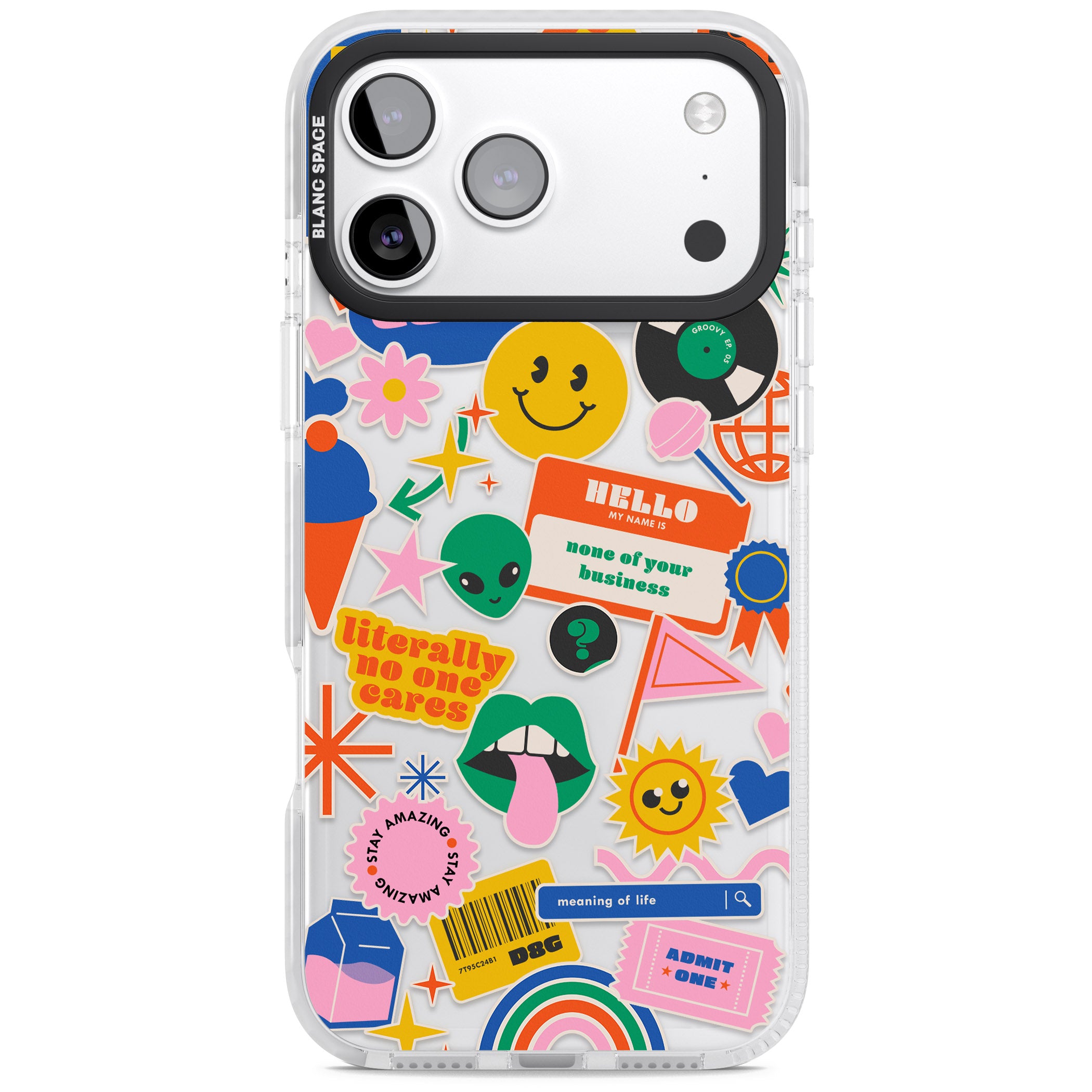 Nostalgic Sticker Vibes iPhone 17 Pro Impact Clear Phone Case