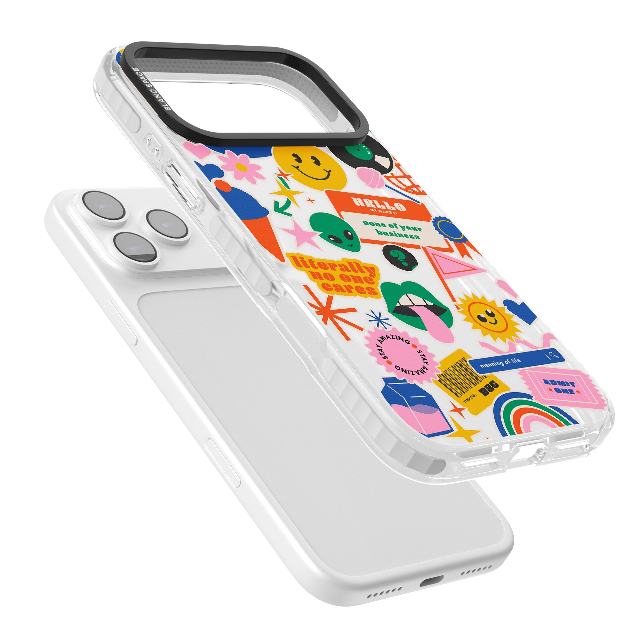 Nostalgic Sticker Vibes iPhone 17 Pro Impact Clear Phone Case Colours