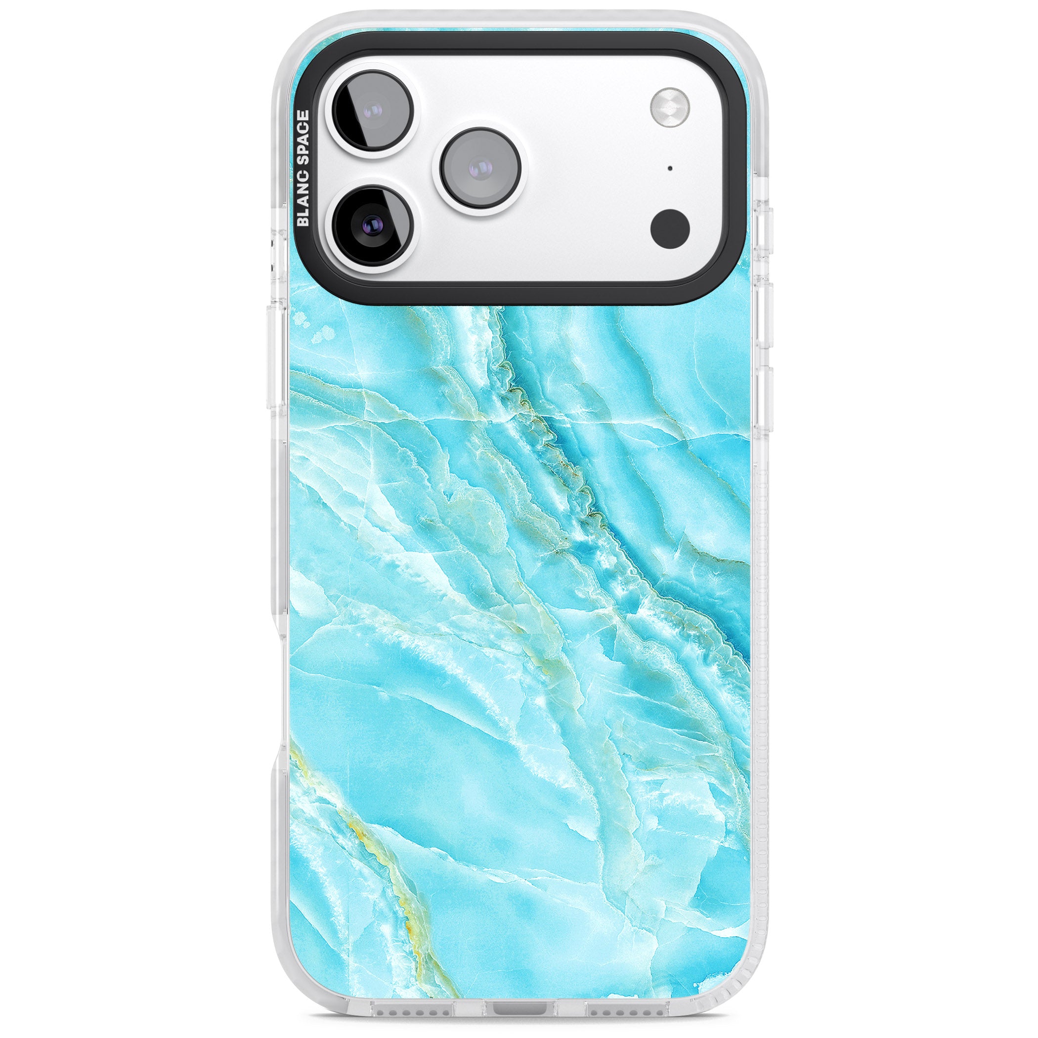 Blue Onyx Marble iPhone 17 Pro Impact Clear Phone Case