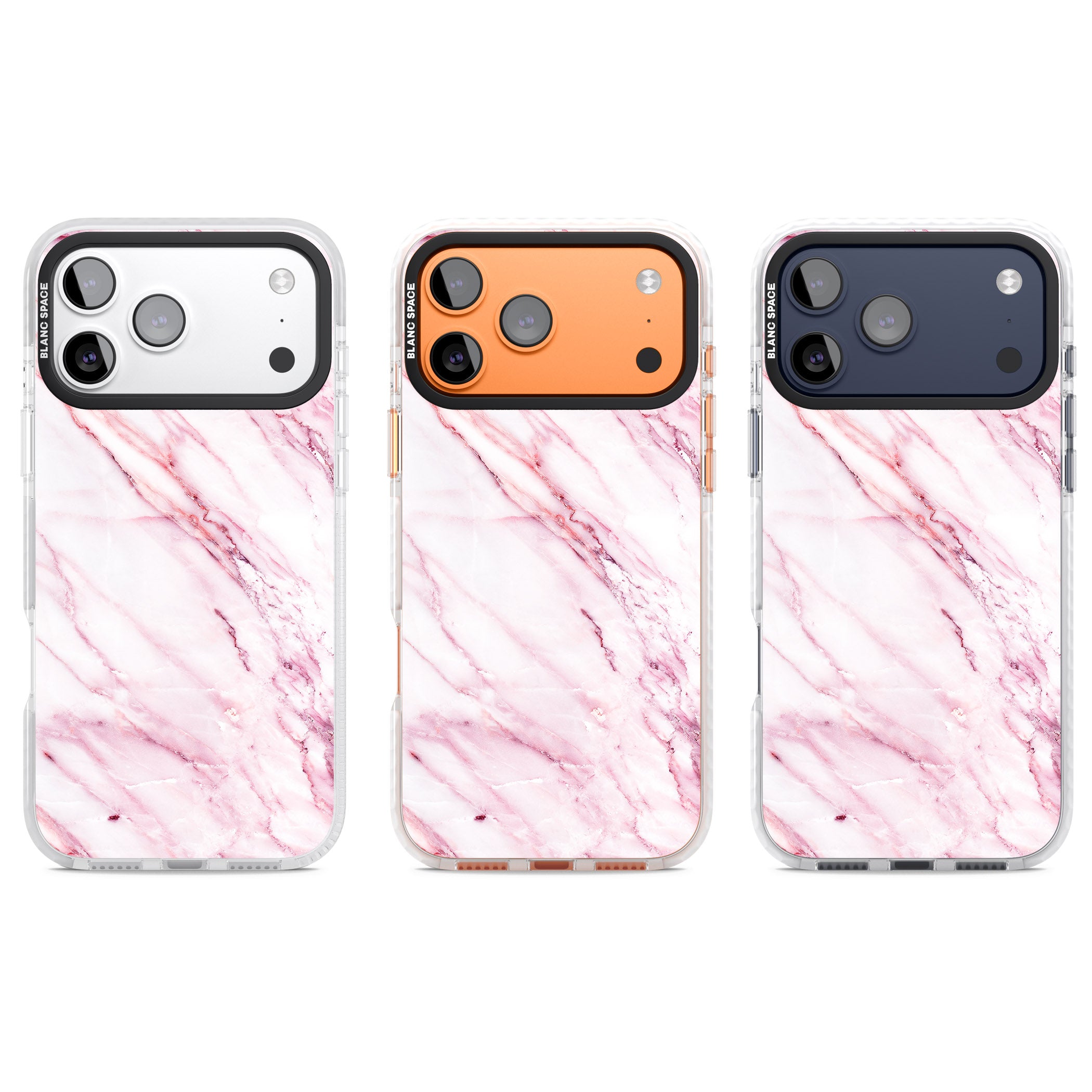White Pink Onyx Marble iPhone 17 Pro Impact Clear Phone Case APT Impact Protection