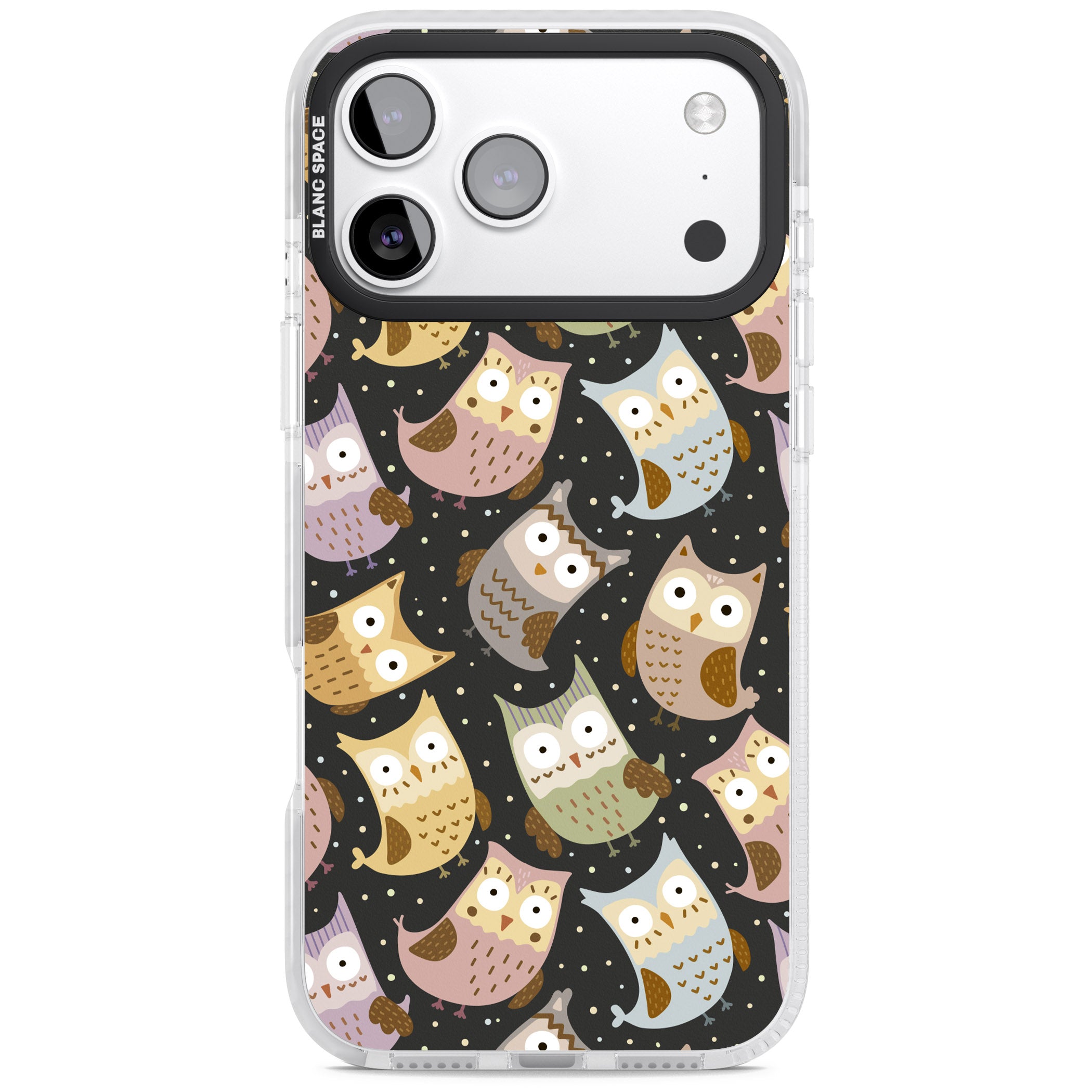 Cute Owl Pattern iPhone 17 Pro Impact Clear Phone Case