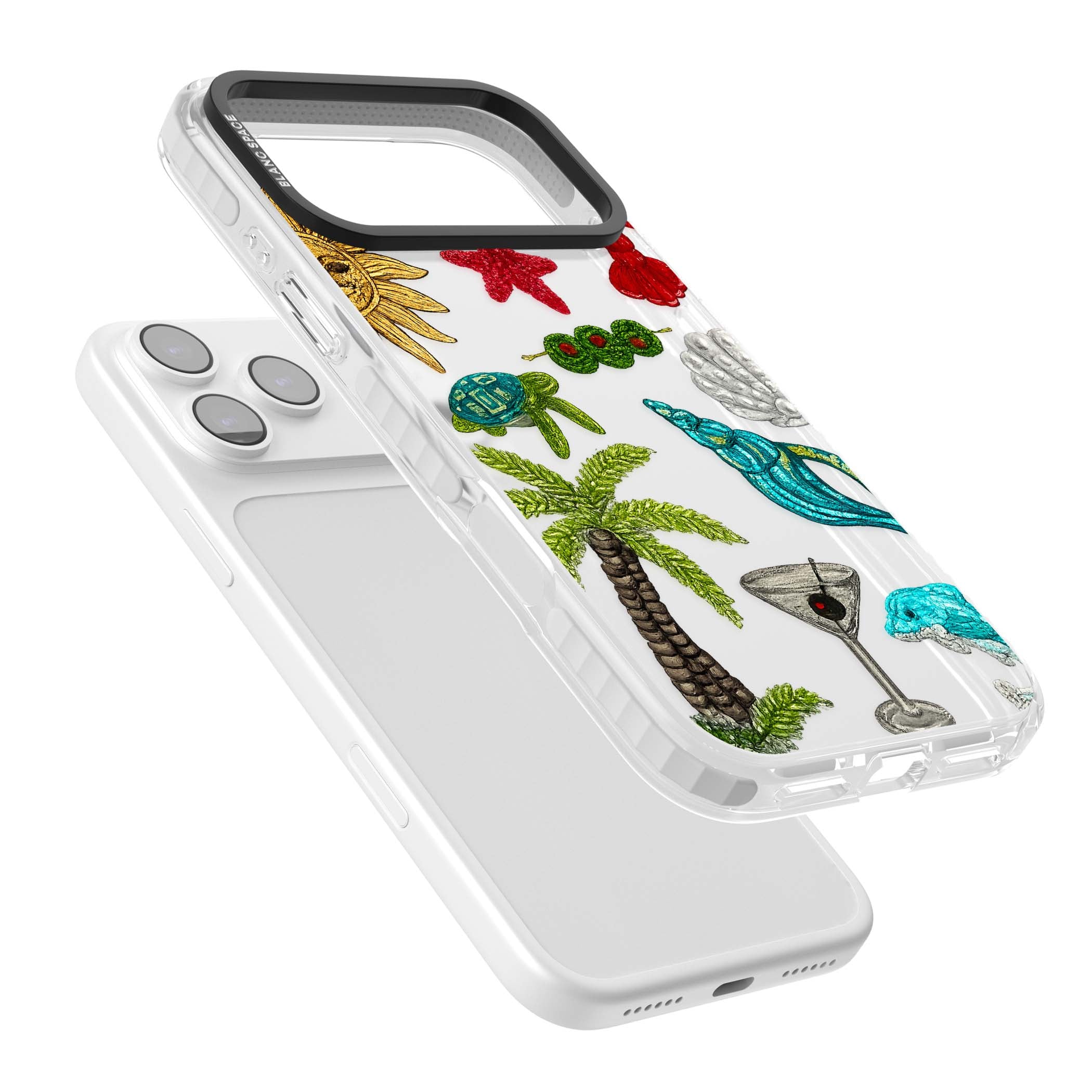 Painted Coastal Pattern coastal iPhone case | Black Impact case for iPhone 17 Pro, iPhone 17 Pro Max