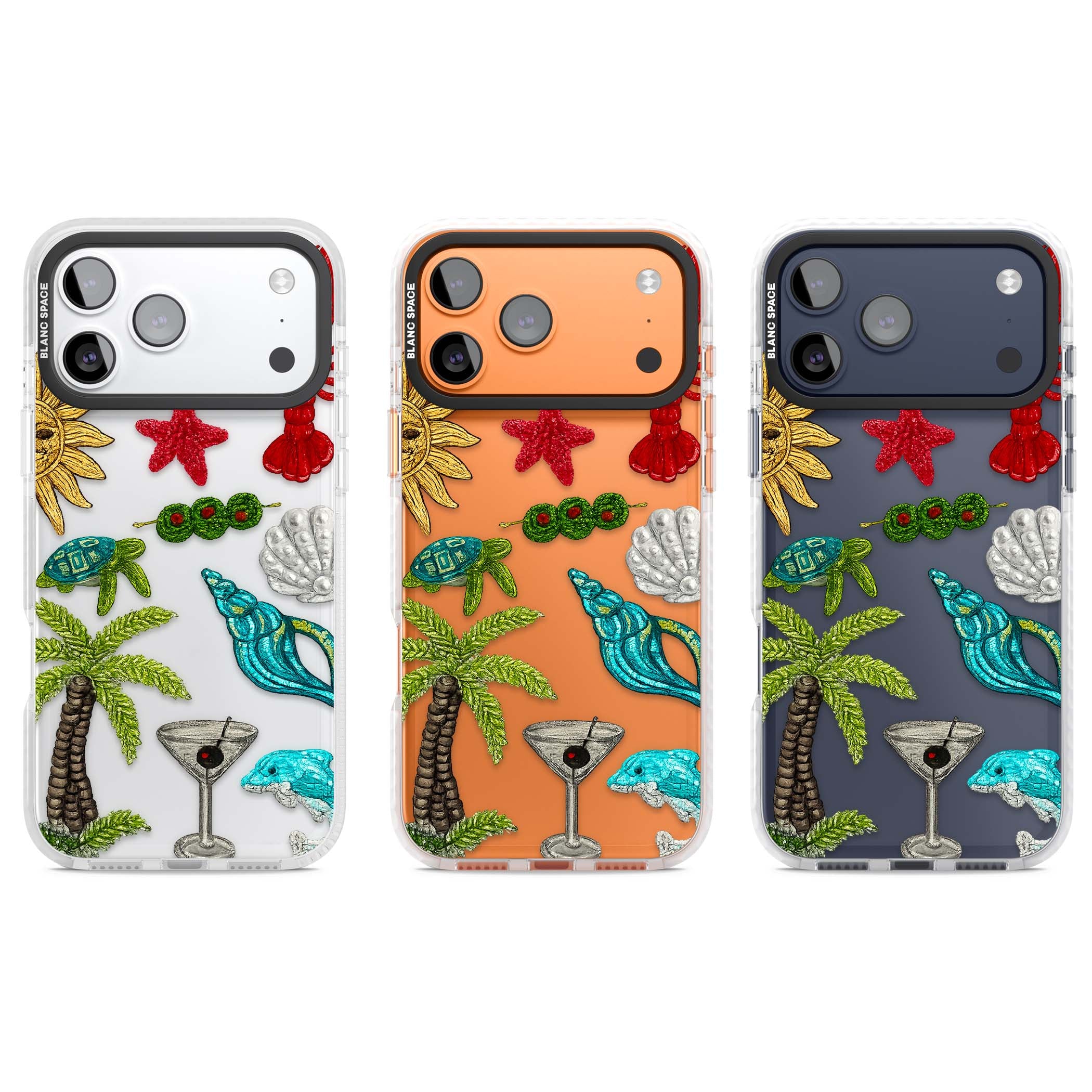 Painted Coastal Pattern coastal iPhone case | Black Impact case for iPhone 17 Pro, iPhone 17 Pro Max
