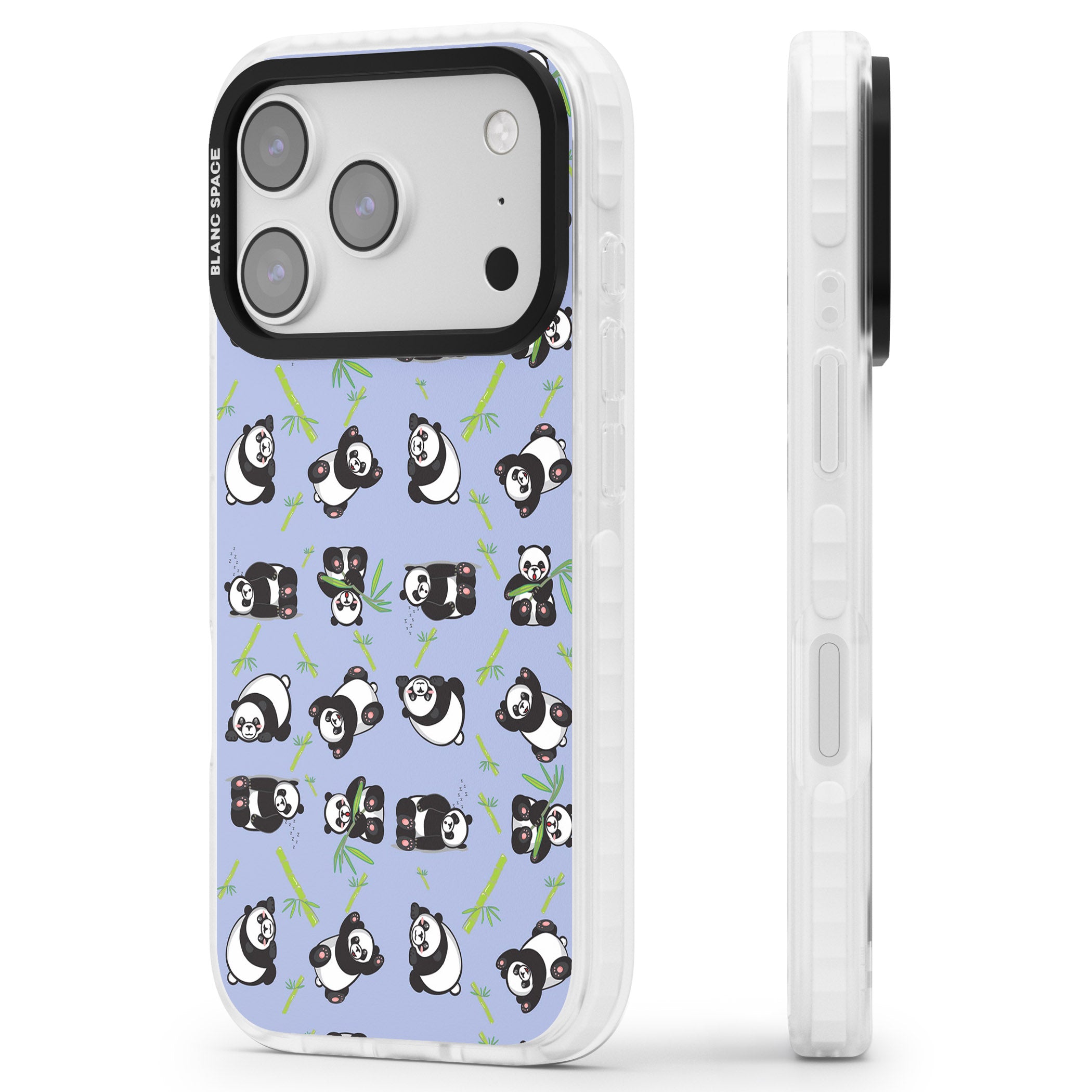 Panda Pattern iPhone 17 Pro Impact Clear Phone Case Side Profile