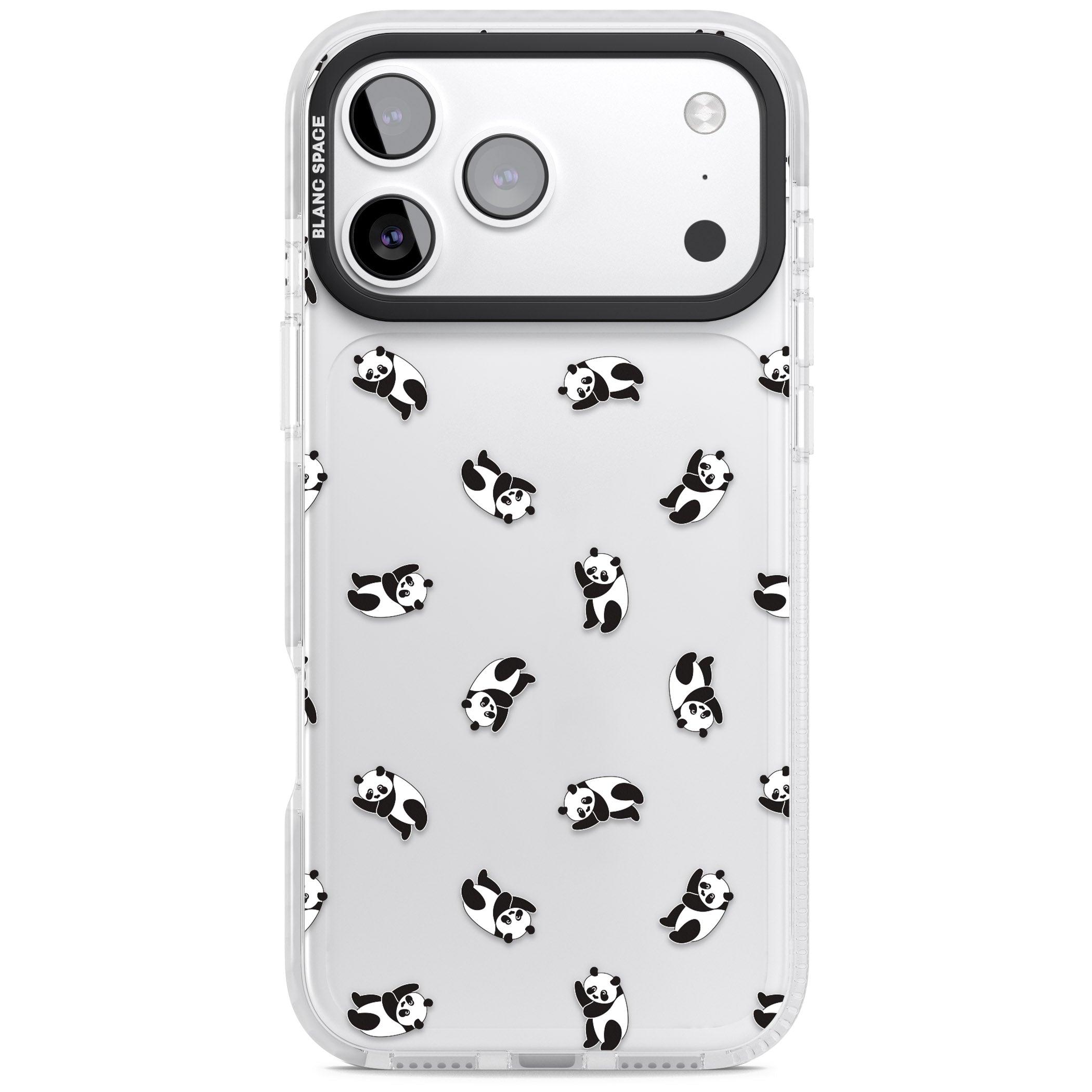 Tiny Panda Pattern iPhone 17 Pro Max Impact Clear Phone Case