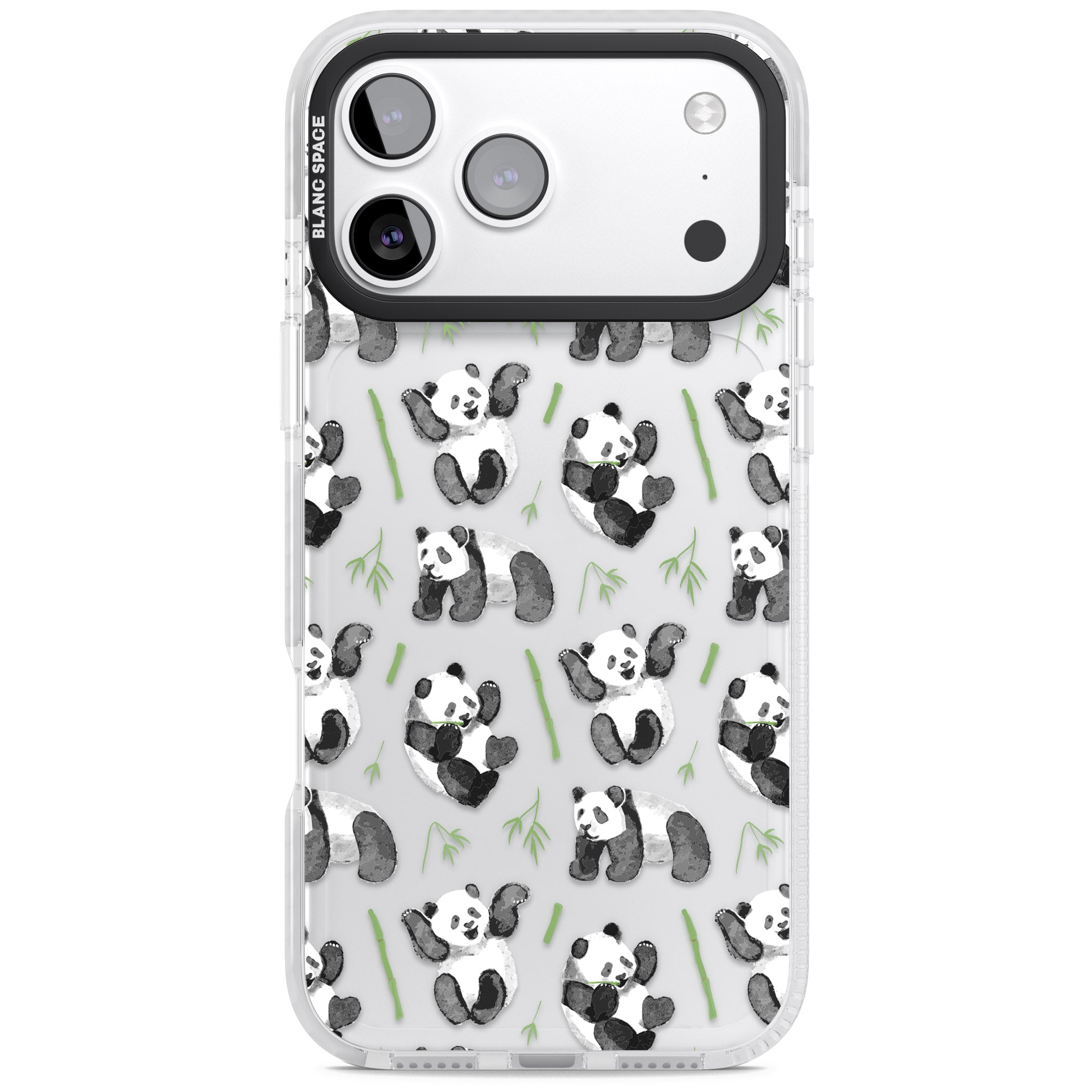 Watercolour Panda Pattern iPhone 17 Pro Max Impact Clear Phone Case